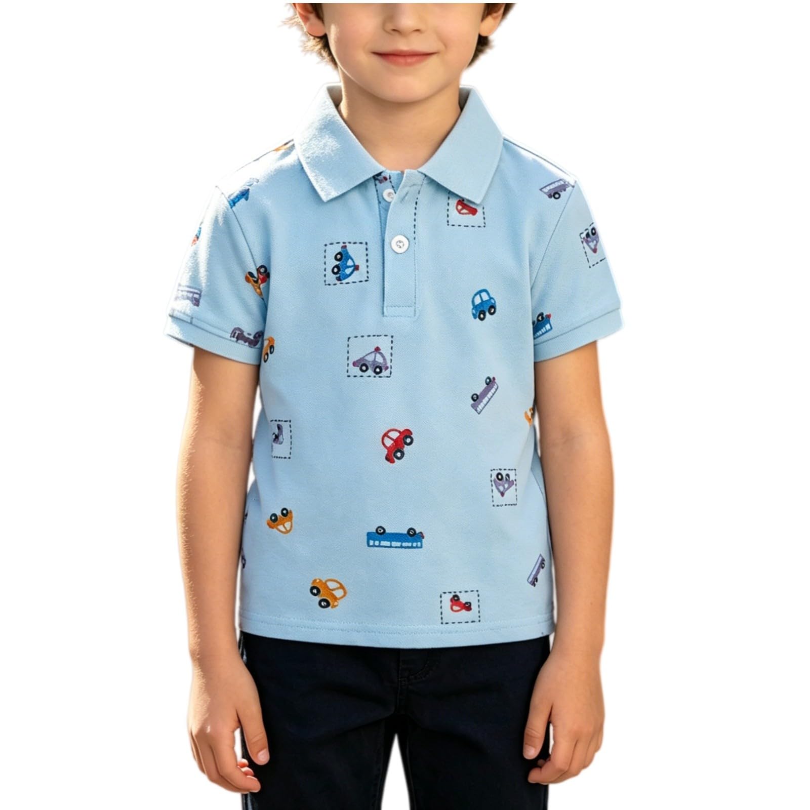 Back to School Polo Shirts for Boys Collared Short Sleeve Button Down Cotton Uniform Tops Daily Casual Outdoor Wear Clothes