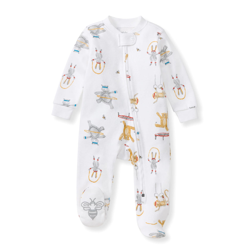 Burt's Bees Baby Boys Sleep and Play Pajamas, 100% Organic Cotton, One-piece PJs, Diagonal Zip Up Loose Fit Footie