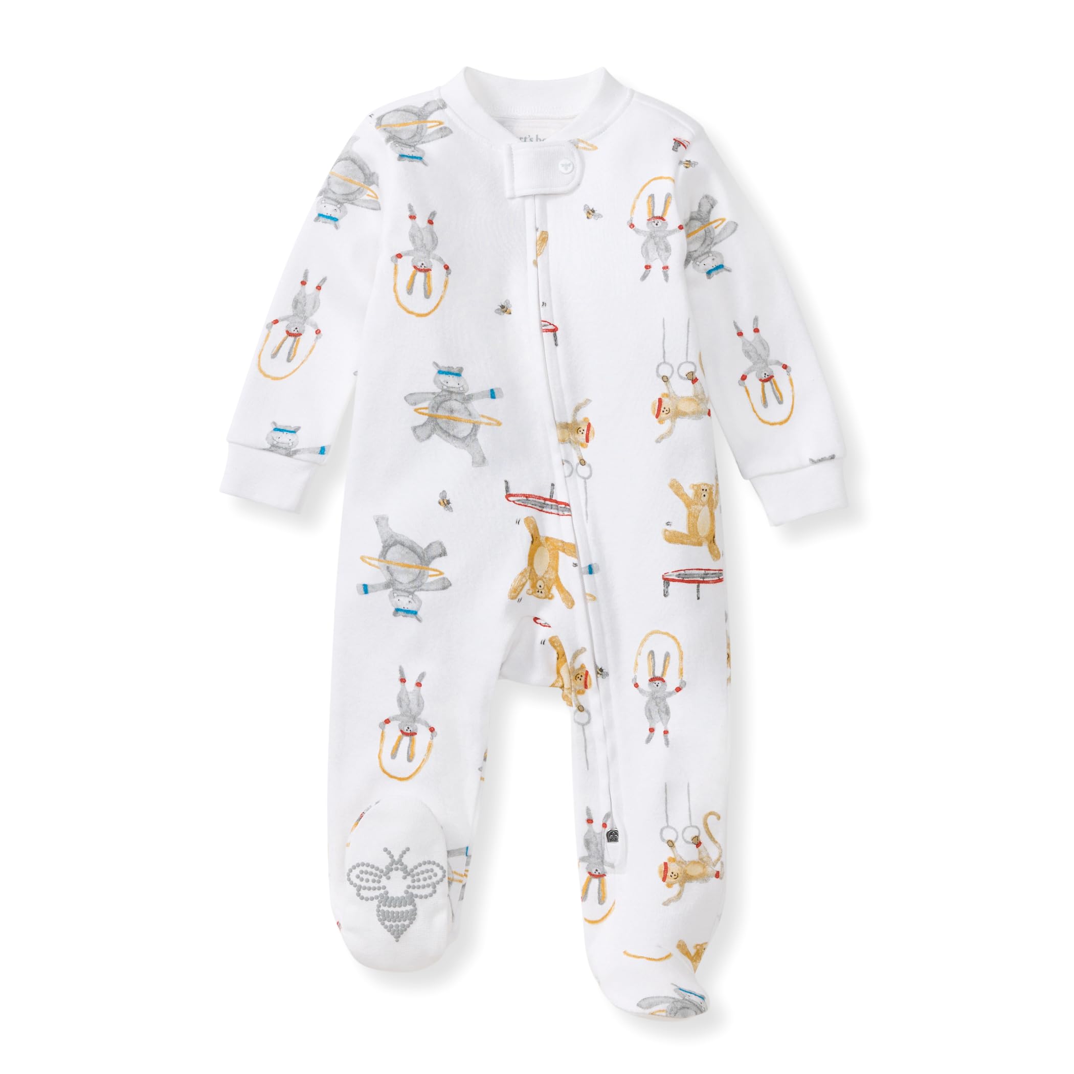 Burt's Bees Baby Boys Sleep and Play Pajamas, 100% Organic Cotton, One-piece PJs, Diagonal Zip Up Loose Fit Footie
