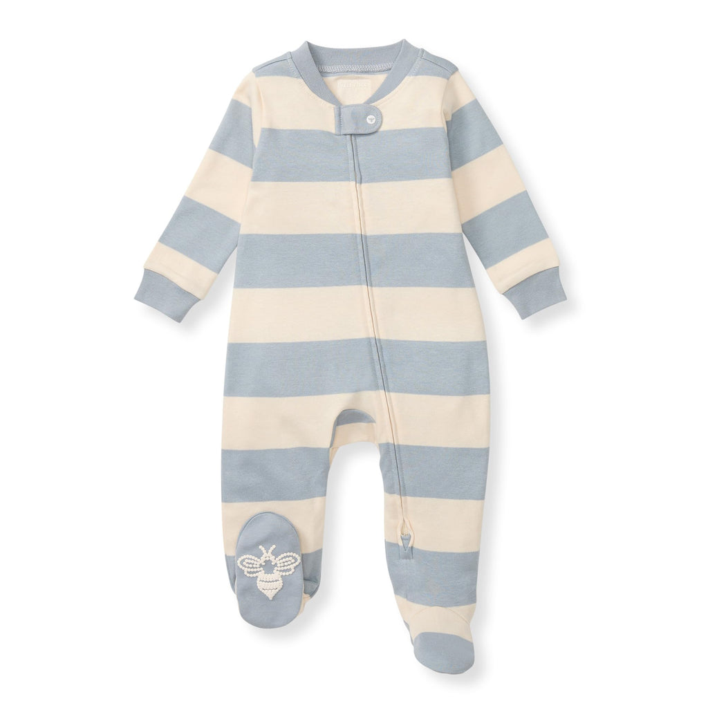 Burt's Bees Baby Boys Sleep and Play Pajamas, 100% Organic Cotton, One-piece PJs, Diagonal Zip Up Loose Fit Footie