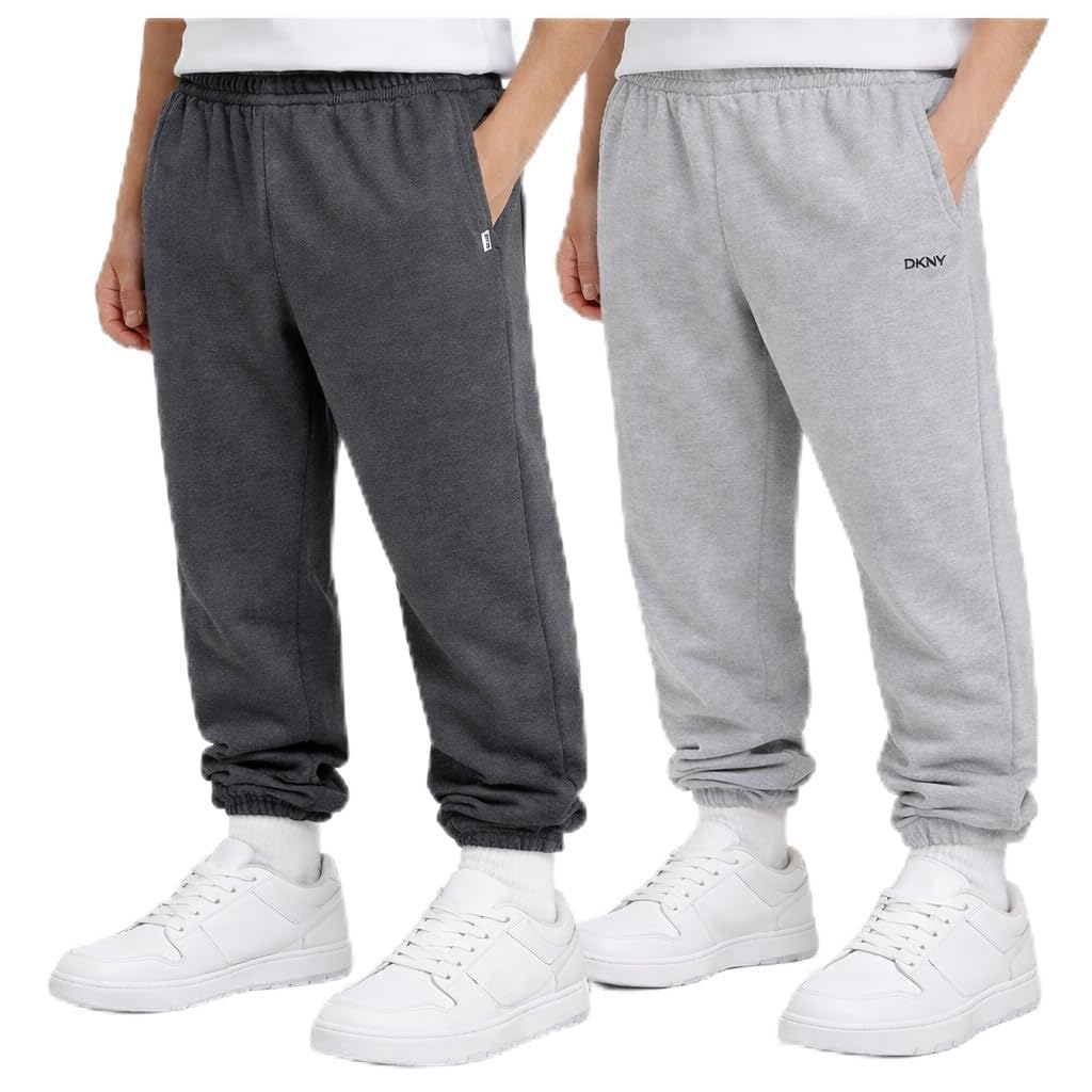 DKNY Boys Sweatpants - 2 Pack Active Performance Soft Fleece Boys Joggers Athletic Pants with Elastic Waistband and Pockets