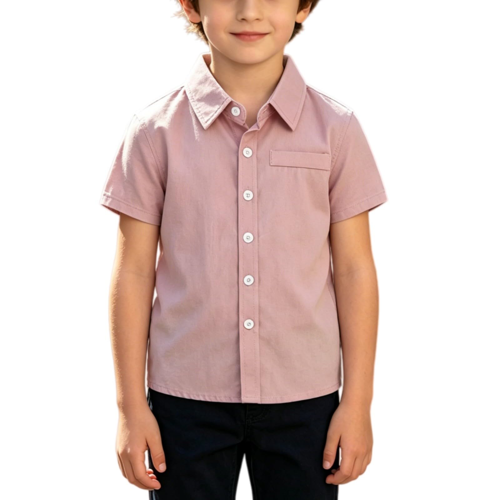 Back to School Polo Shirts for Boys Collared Short Sleeve Button Down Cotton Uniform Tops Daily Casual Outdoor Wear Clothes
