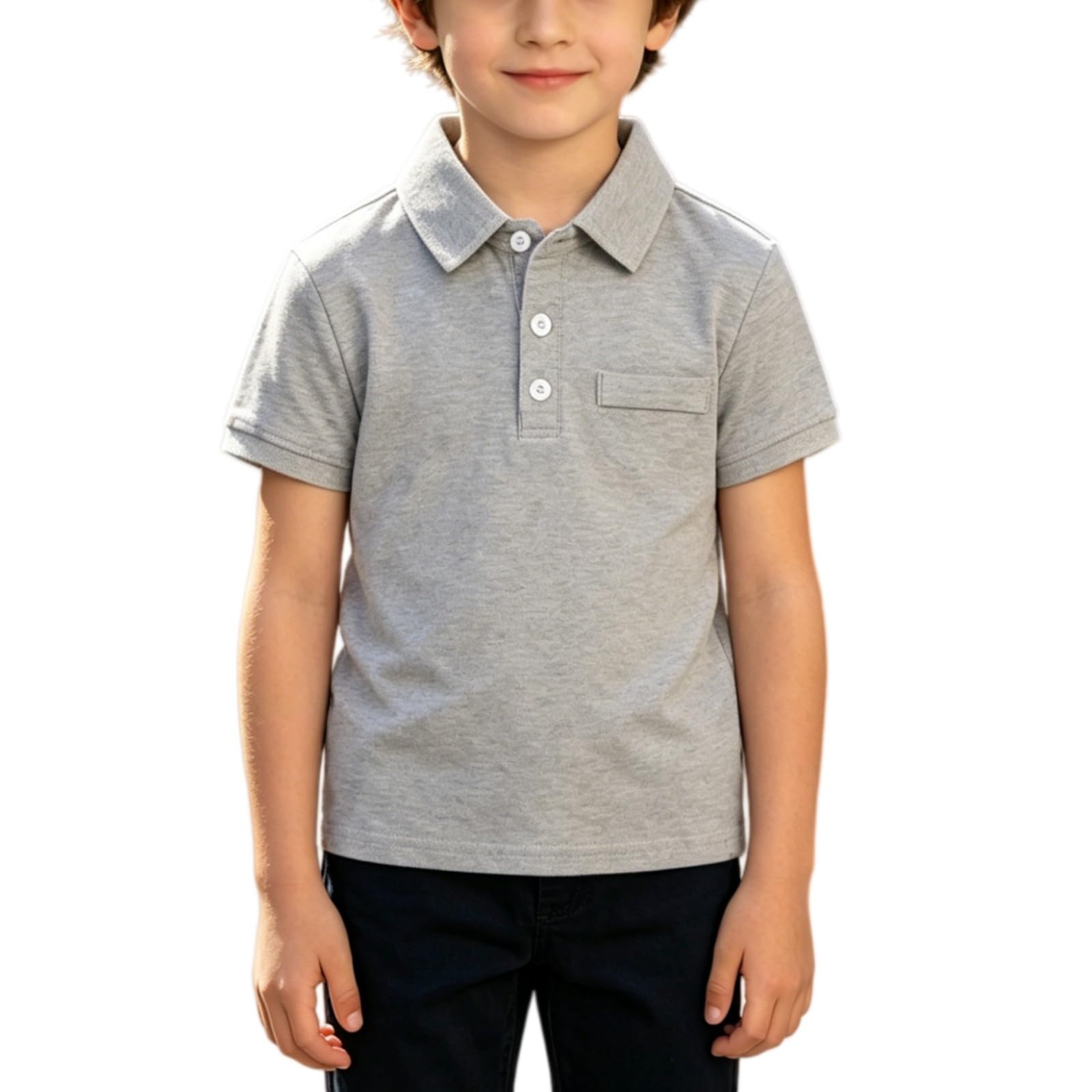 Back to School Polo Shirts for Boys Collared Short Sleeve Button Down Cotton Uniform Tops Daily Casual Outdoor Wear Clothes