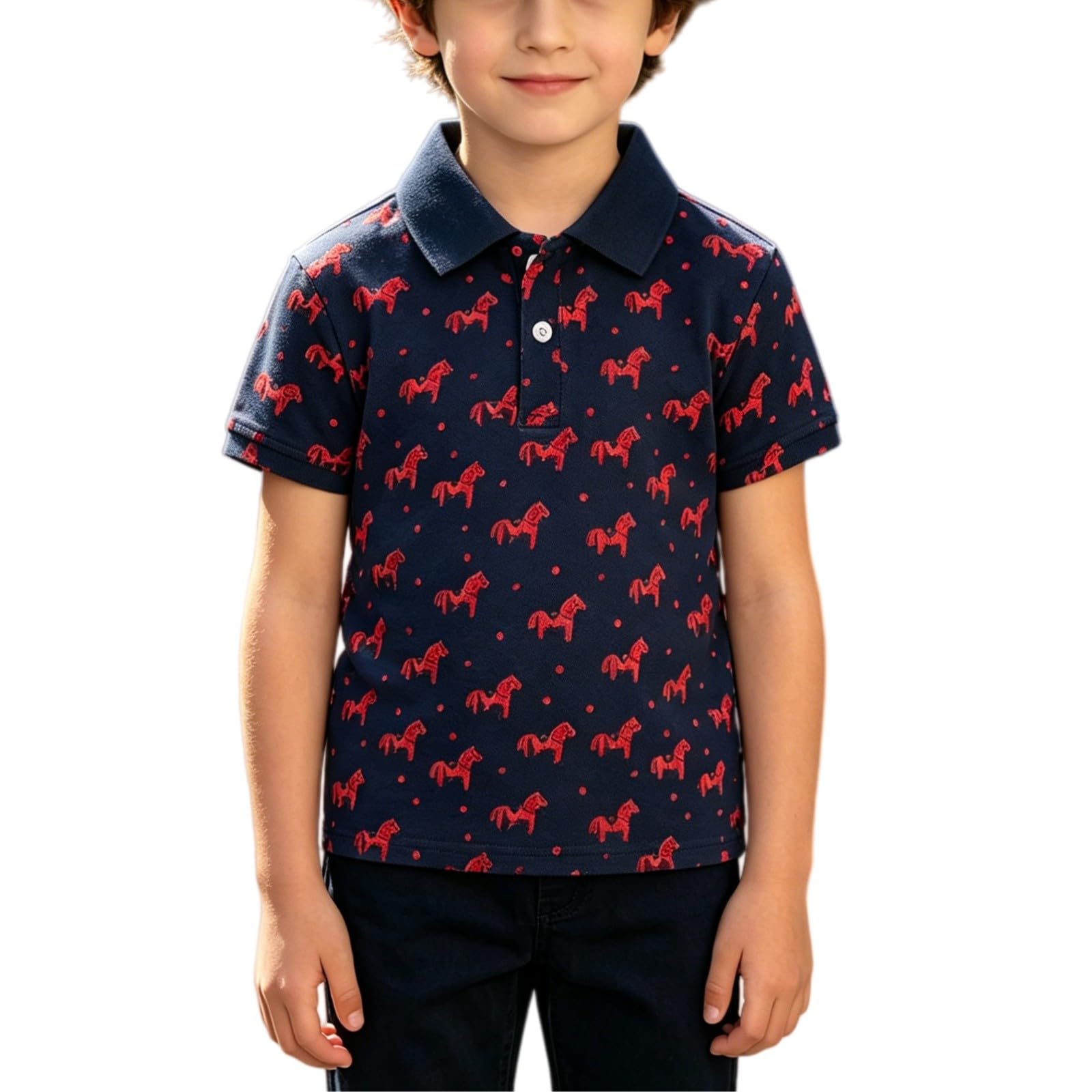 Back to School Polo Shirts for Boys Collared Short Sleeve Button Down Cotton Uniform Tops Daily Casual Outdoor Wear Clothes