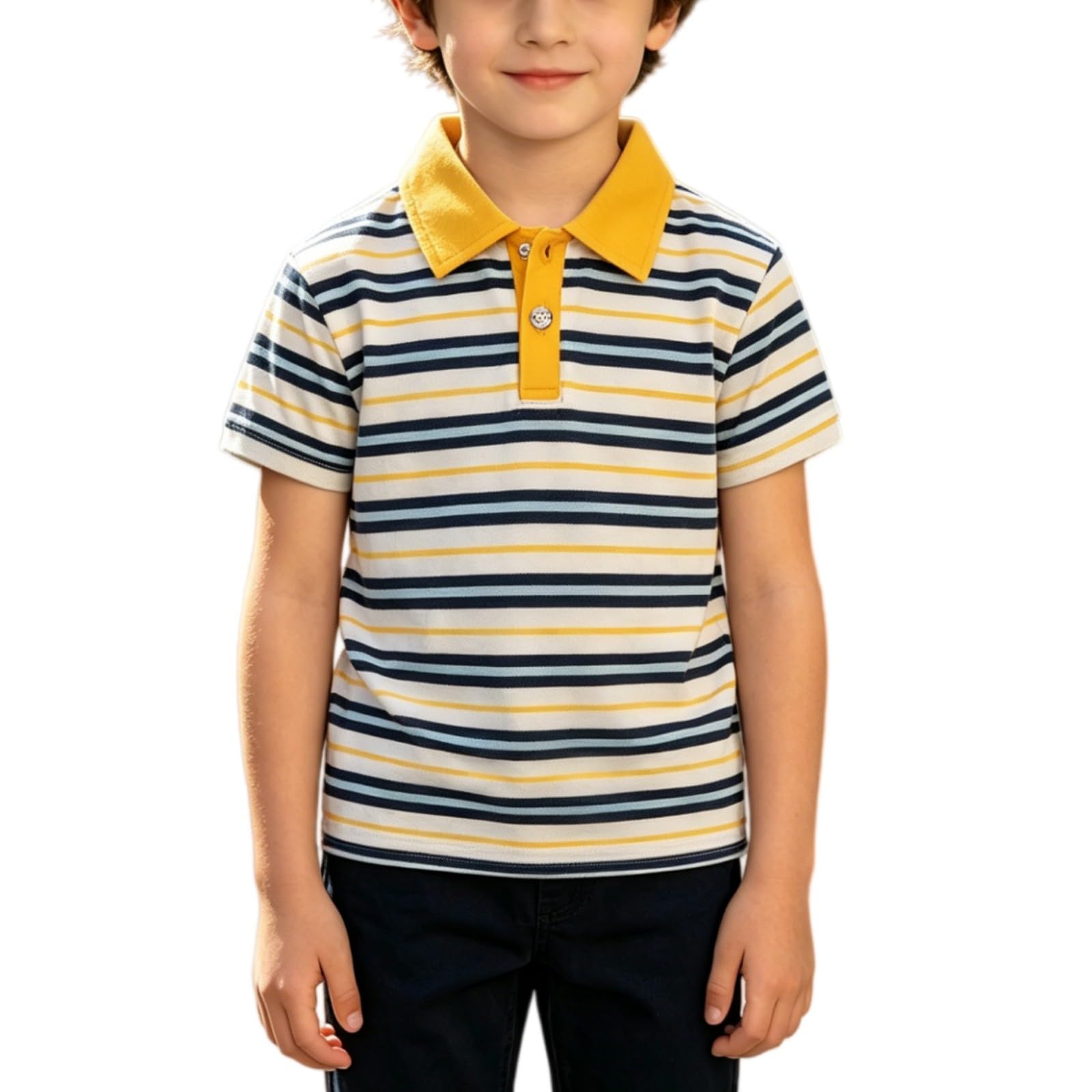 Back to School Polo Shirts for Boys Collared Short Sleeve Button Down Cotton Uniform Tops Daily Casual Outdoor Wear Clothes