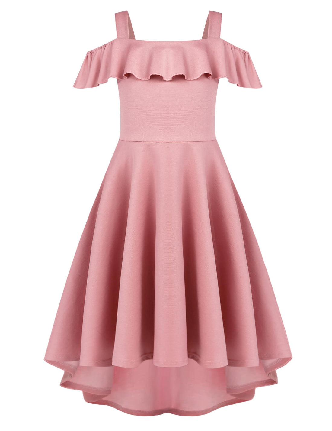 Girls Off-Shoulder Flutter Sleeve Midi Swing Dress