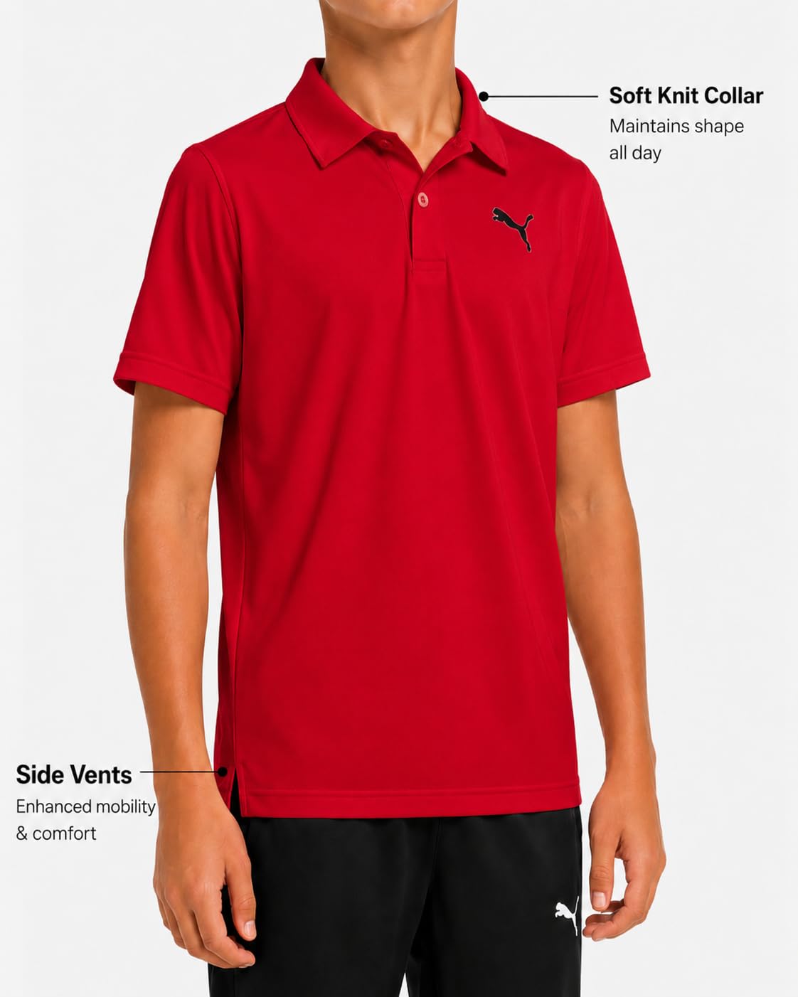 PUMA Boys Polo Shirt - 2 Pack Athletic Performance Short Sleeve Boys Golf Shirts - Cool Casual Collared Shirts