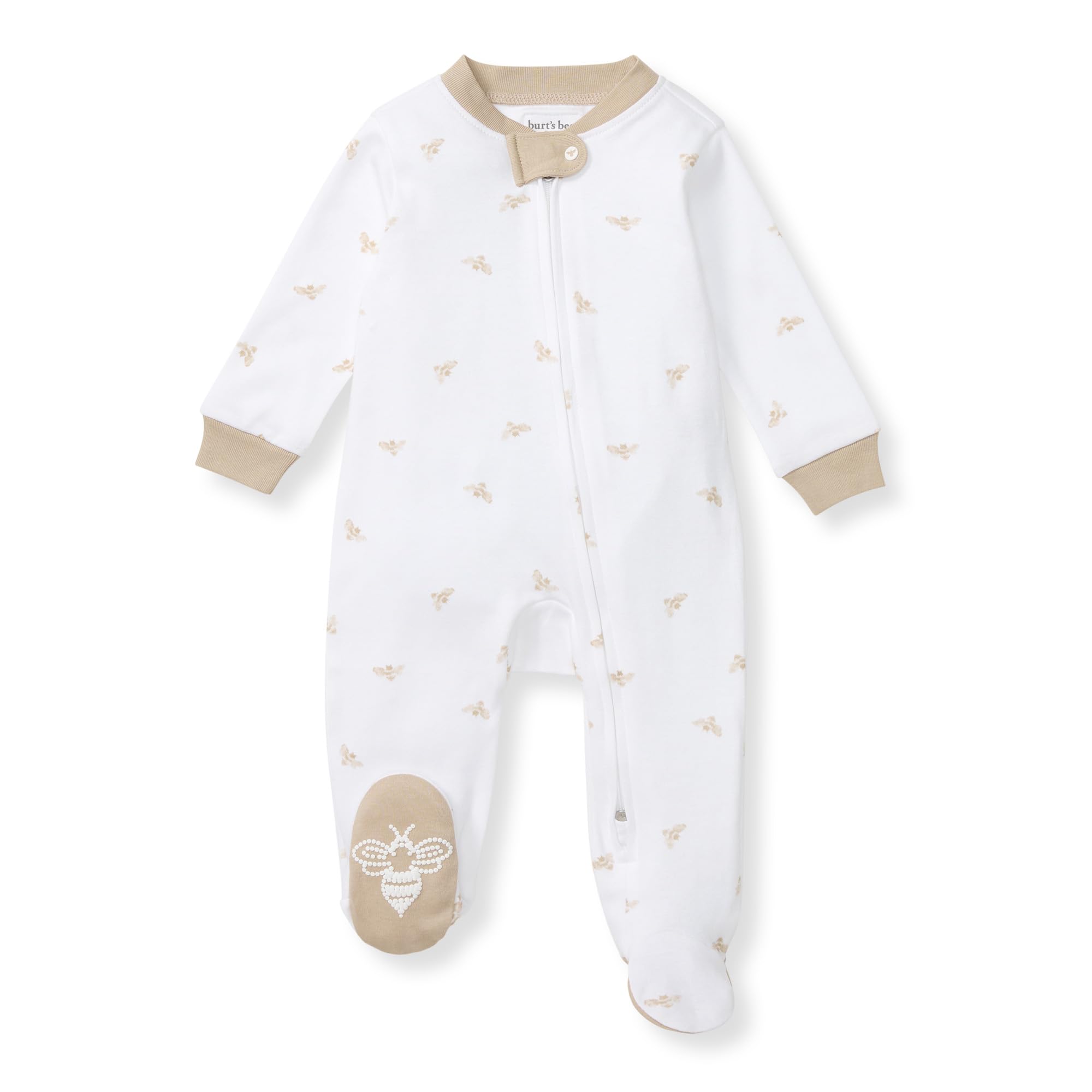 Burt's Bees Baby Boys Sleep and Play Pajamas, 100% Organic Cotton, One-piece PJs, Diagonal Zip Up Loose Fit Footie
