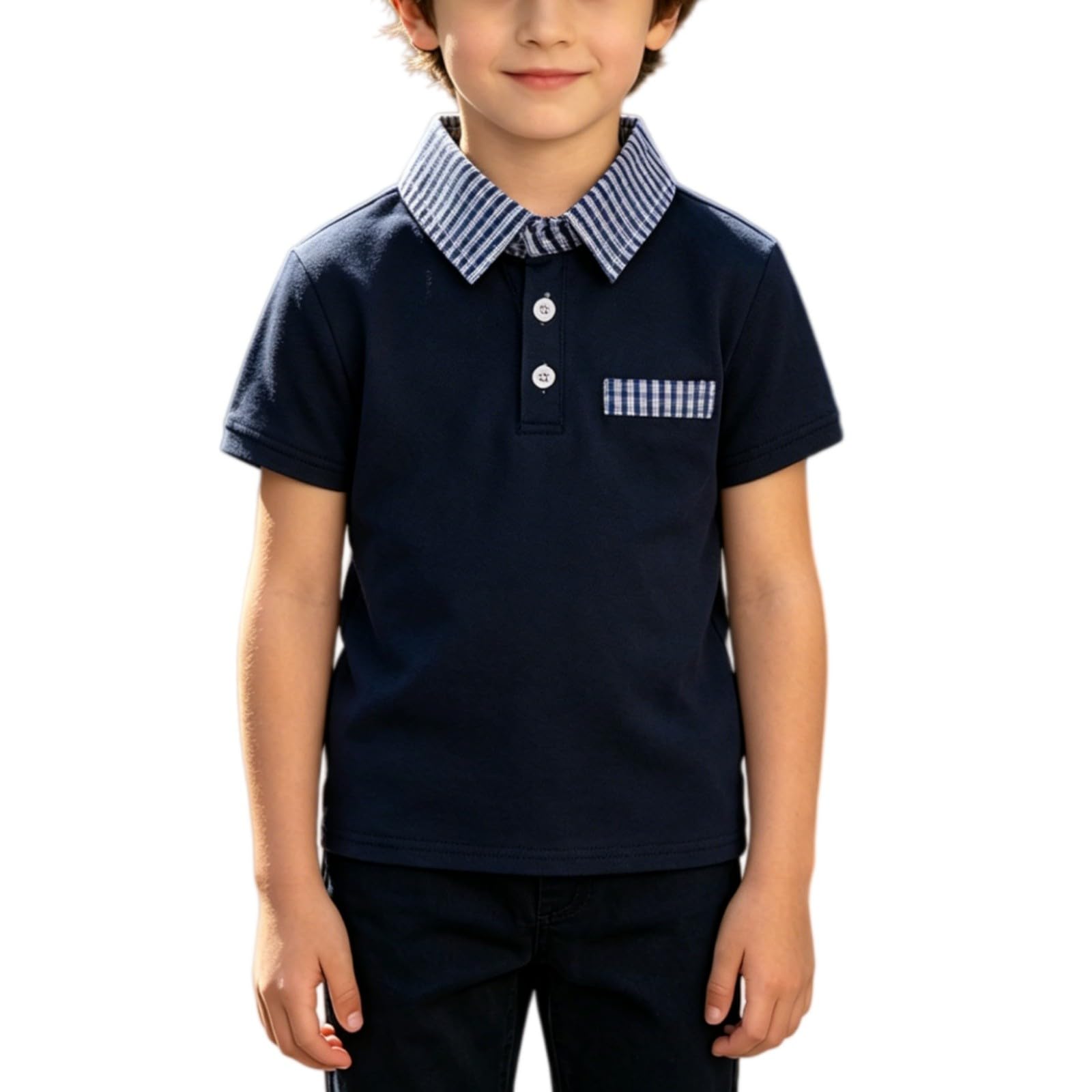 Back to School Polo Shirts for Boys Collared Short Sleeve Button Down Cotton Uniform Tops Daily Casual Outdoor Wear Clothes