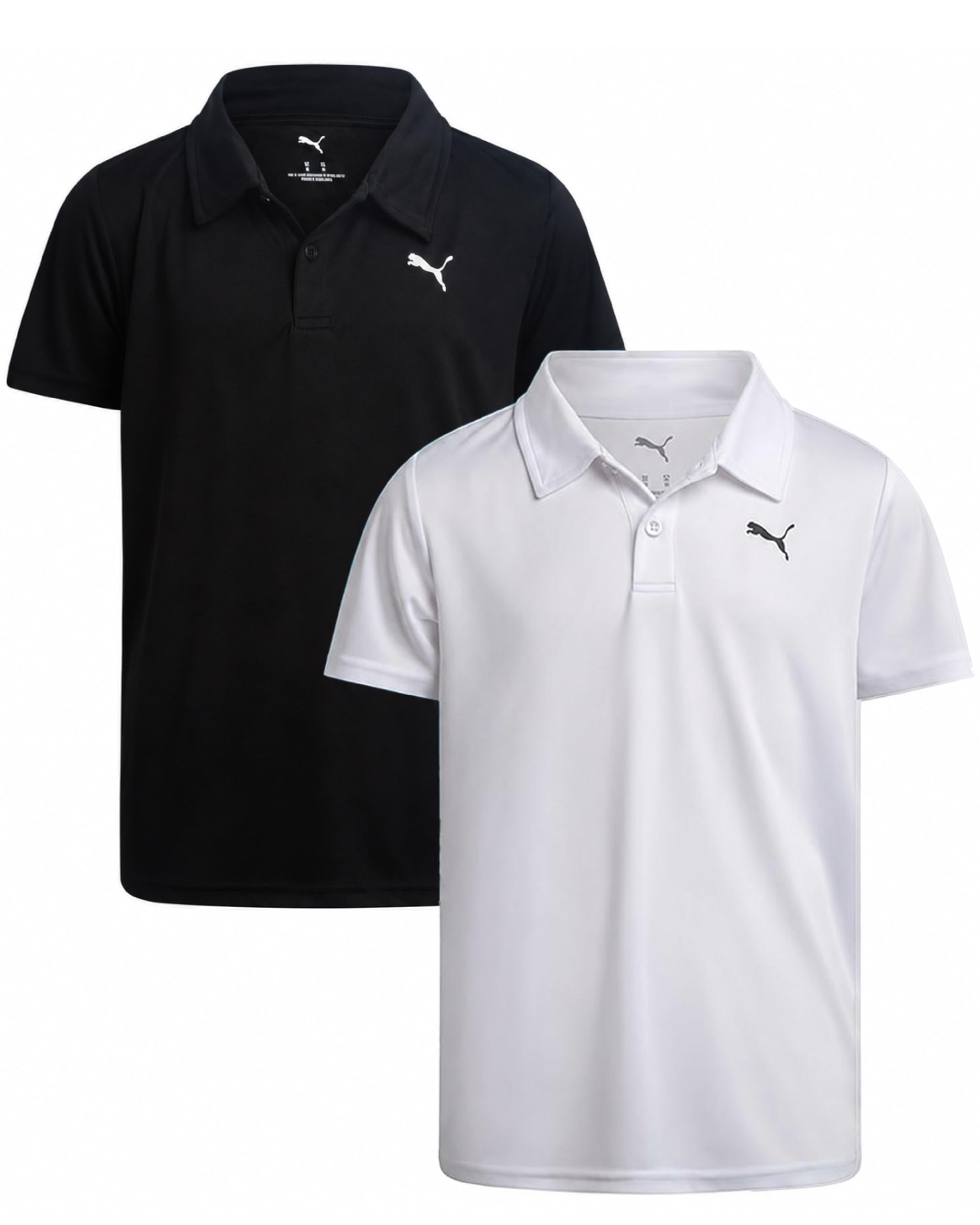 PUMA Boys Polo Shirt - 2 Pack Athletic Performance Short Sleeve Boys Golf Shirts - Cool Casual Collared Shirts