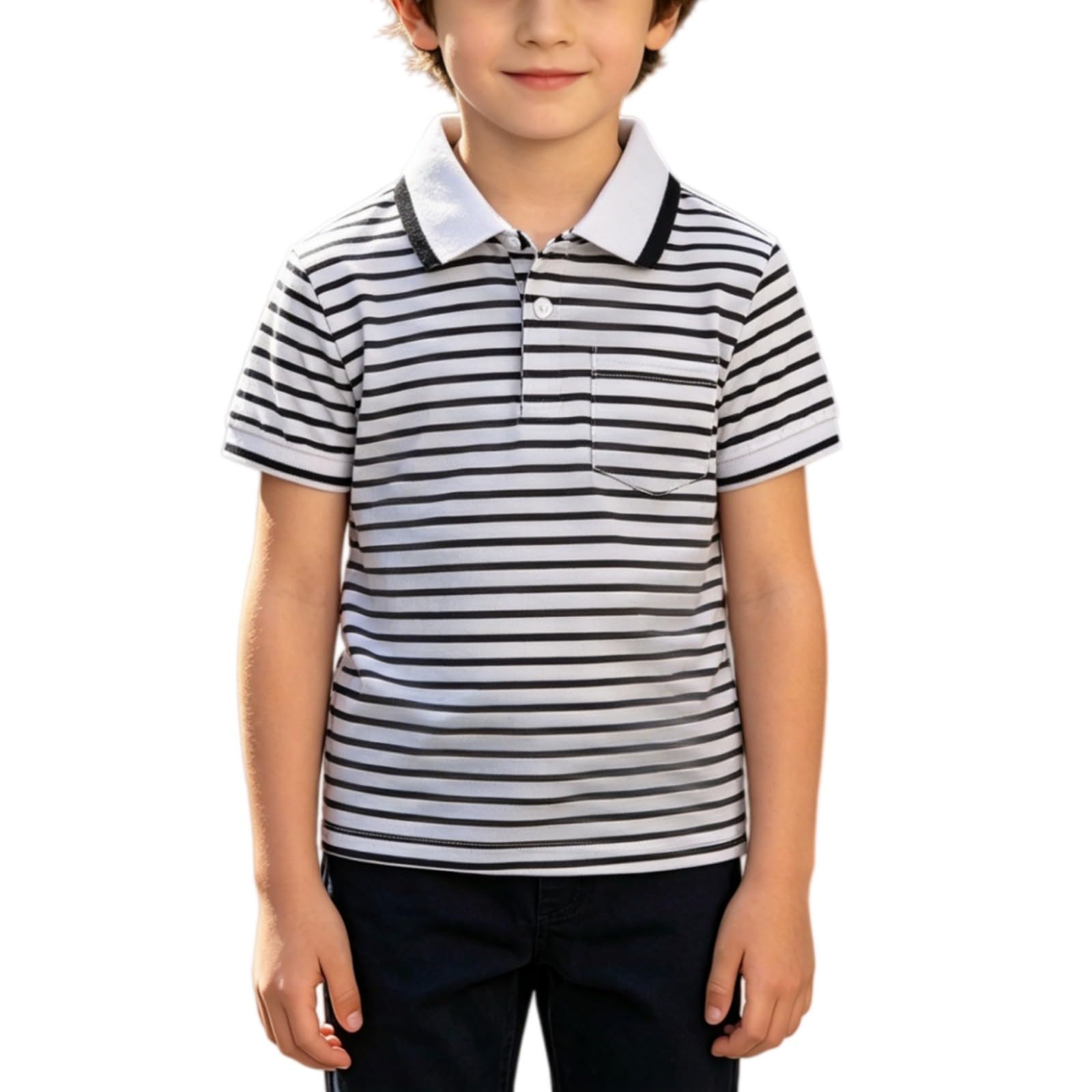 Back to School Polo Shirts for Boys Collared Short Sleeve Button Down Cotton Uniform Tops Daily Casual Outdoor Wear Clothes