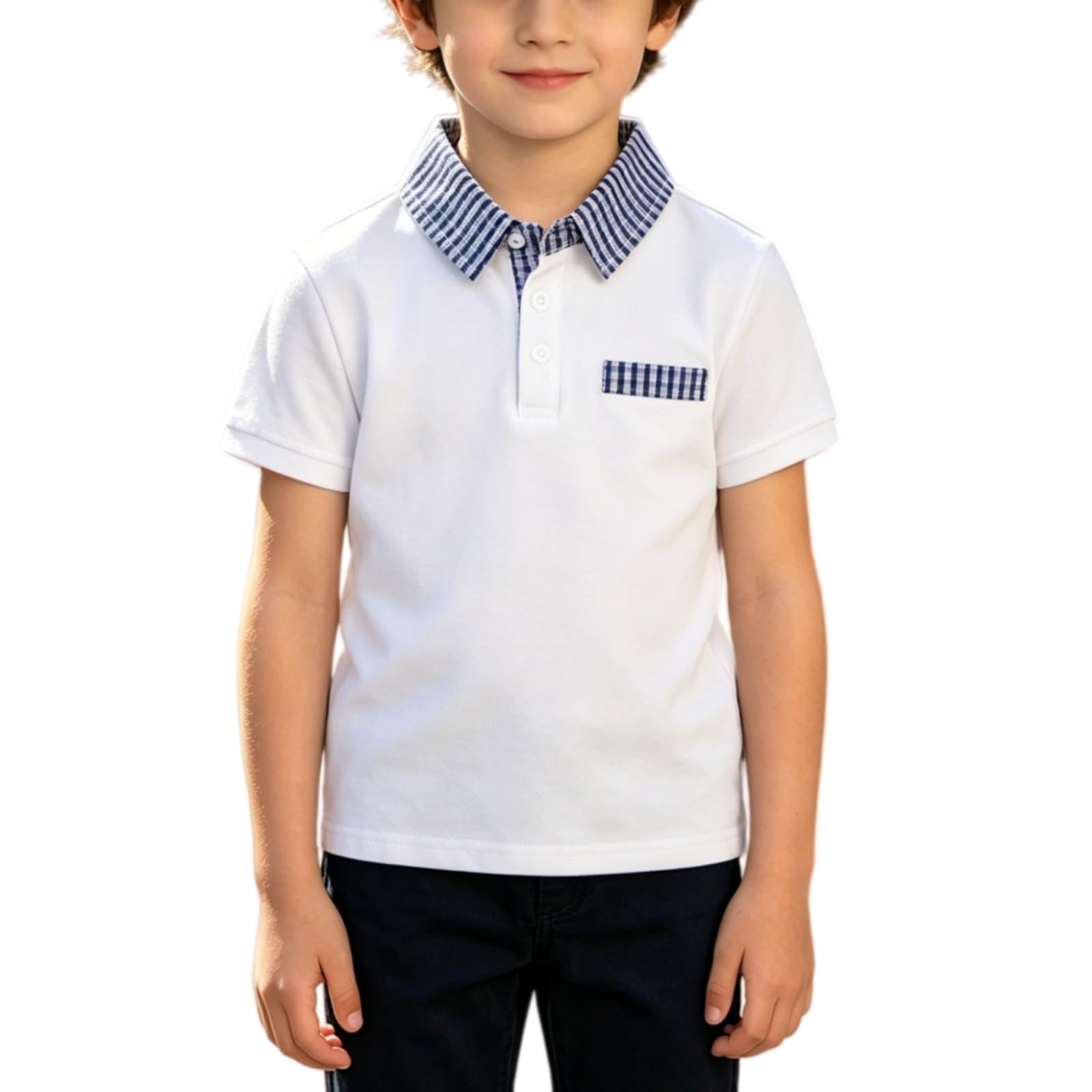 Back to School Polo Shirts for Boys Collared Short Sleeve Button Down Cotton Uniform Tops Daily Casual Outdoor Wear Clothes