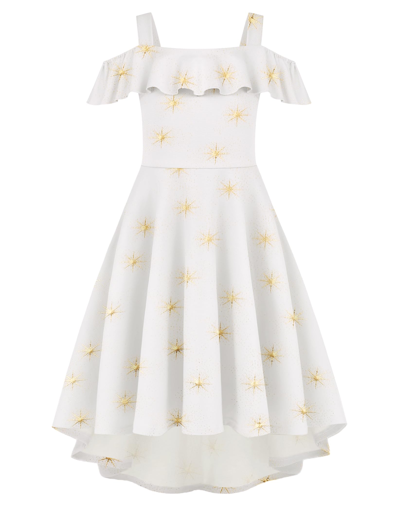 Arshiner Girls Summer Dress Off Shoulder Flutter Sleeve Midi Swing Cassual Formal Dresses with Pocket