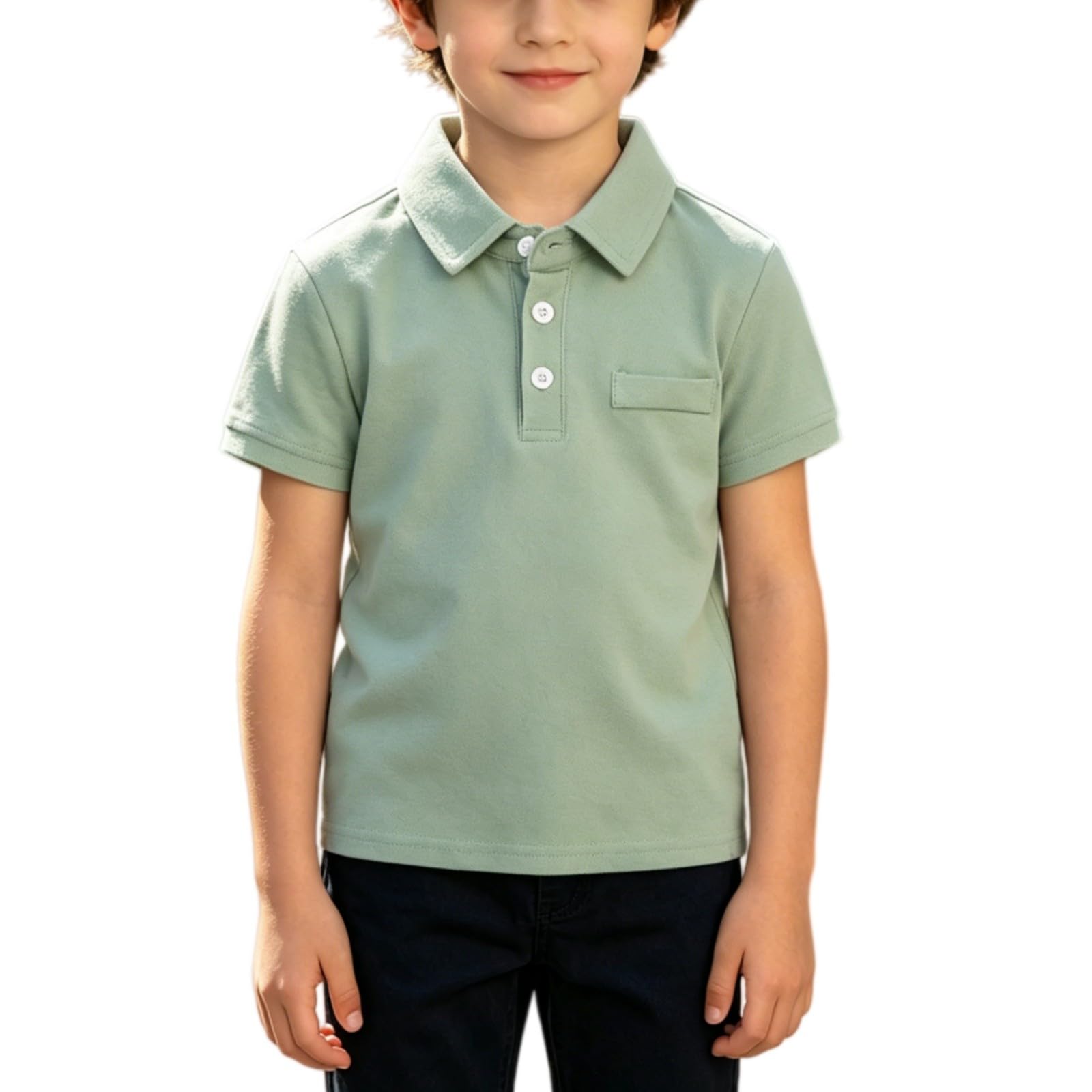 Back to School Polo Shirts for Boys Collared Short Sleeve Button Down Cotton Uniform Tops Daily Casual Outdoor Wear Clothes