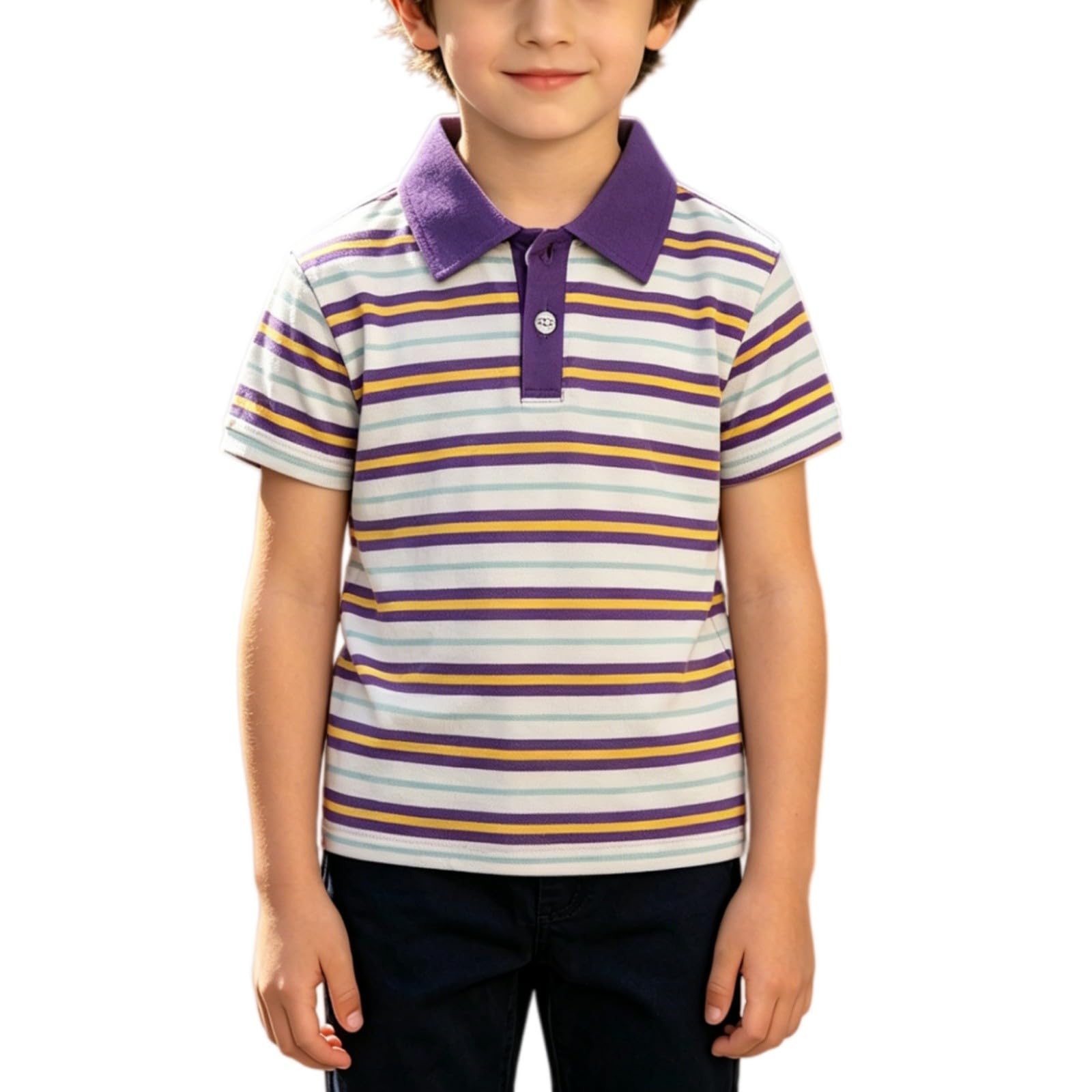 Back to School Polo Shirts for Boys Collared Short Sleeve Button Down Cotton Uniform Tops Daily Casual Outdoor Wear Clothes