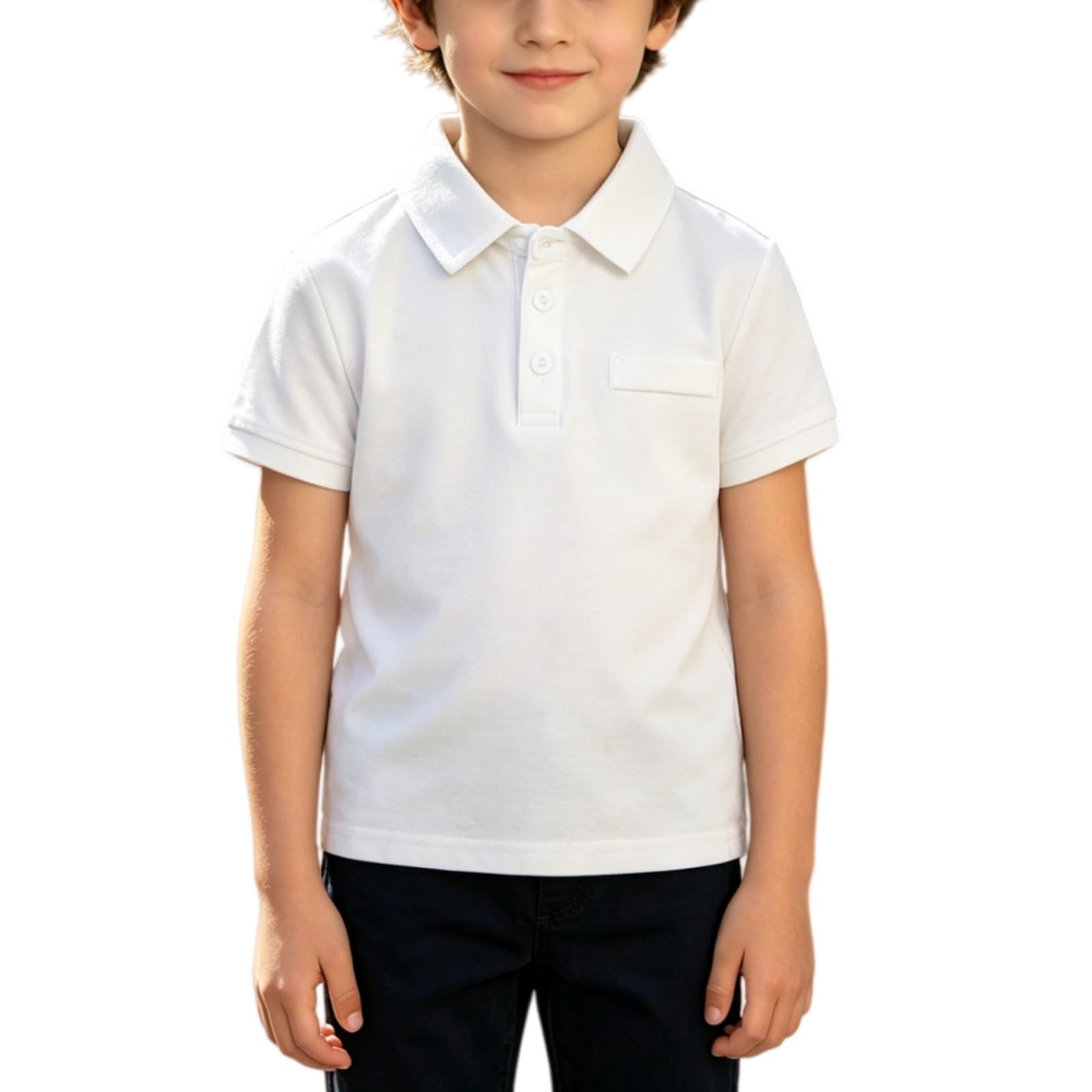 Back to School Polo Shirts for Boys Collared Short Sleeve Button Down Cotton Uniform Tops Daily Casual Outdoor Wear Clothes