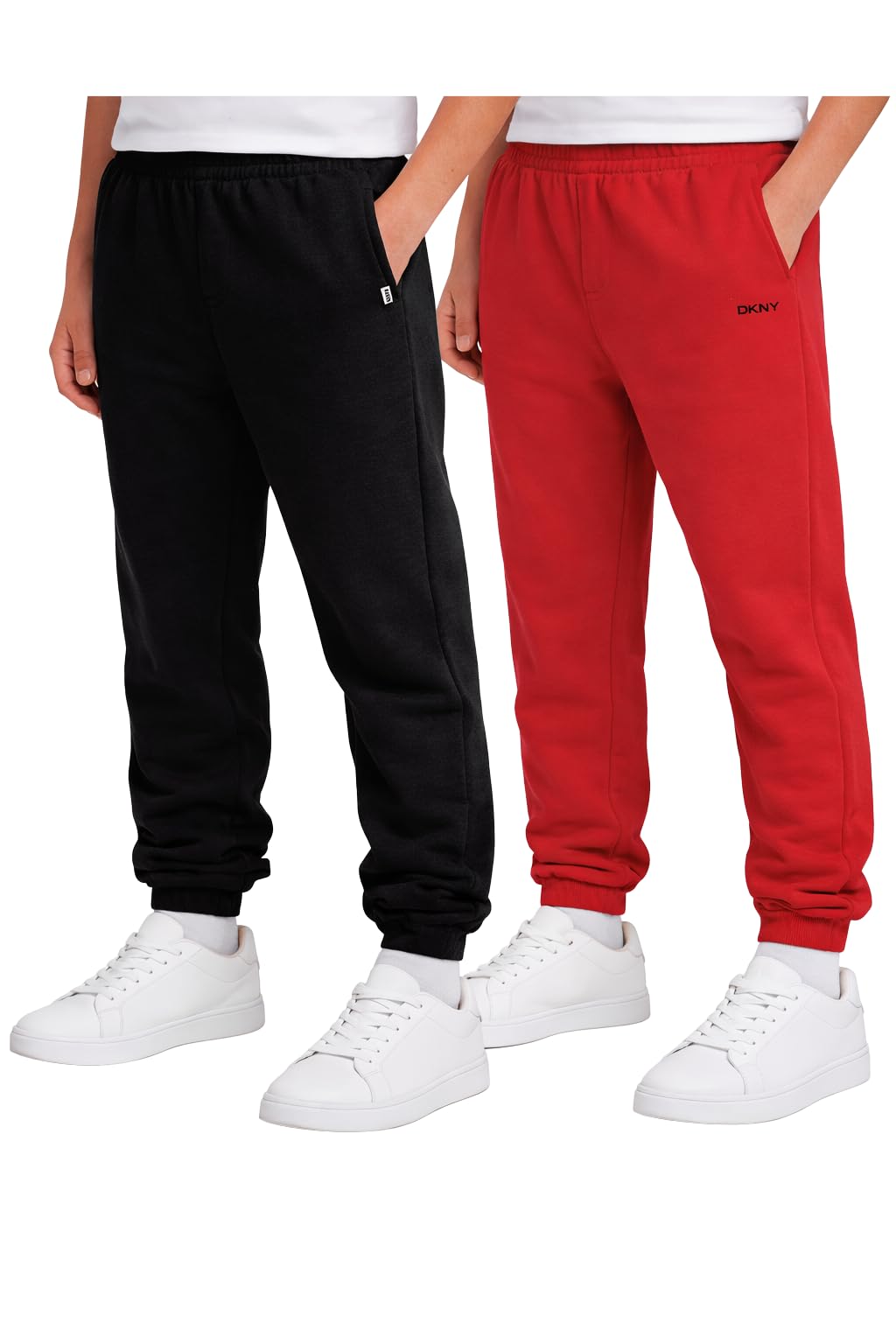 DKNY Boys Sweatpants - 2 Pack Active Performance Soft Fleece Boys Joggers Athletic Pants with Elastic Waistband and Pockets