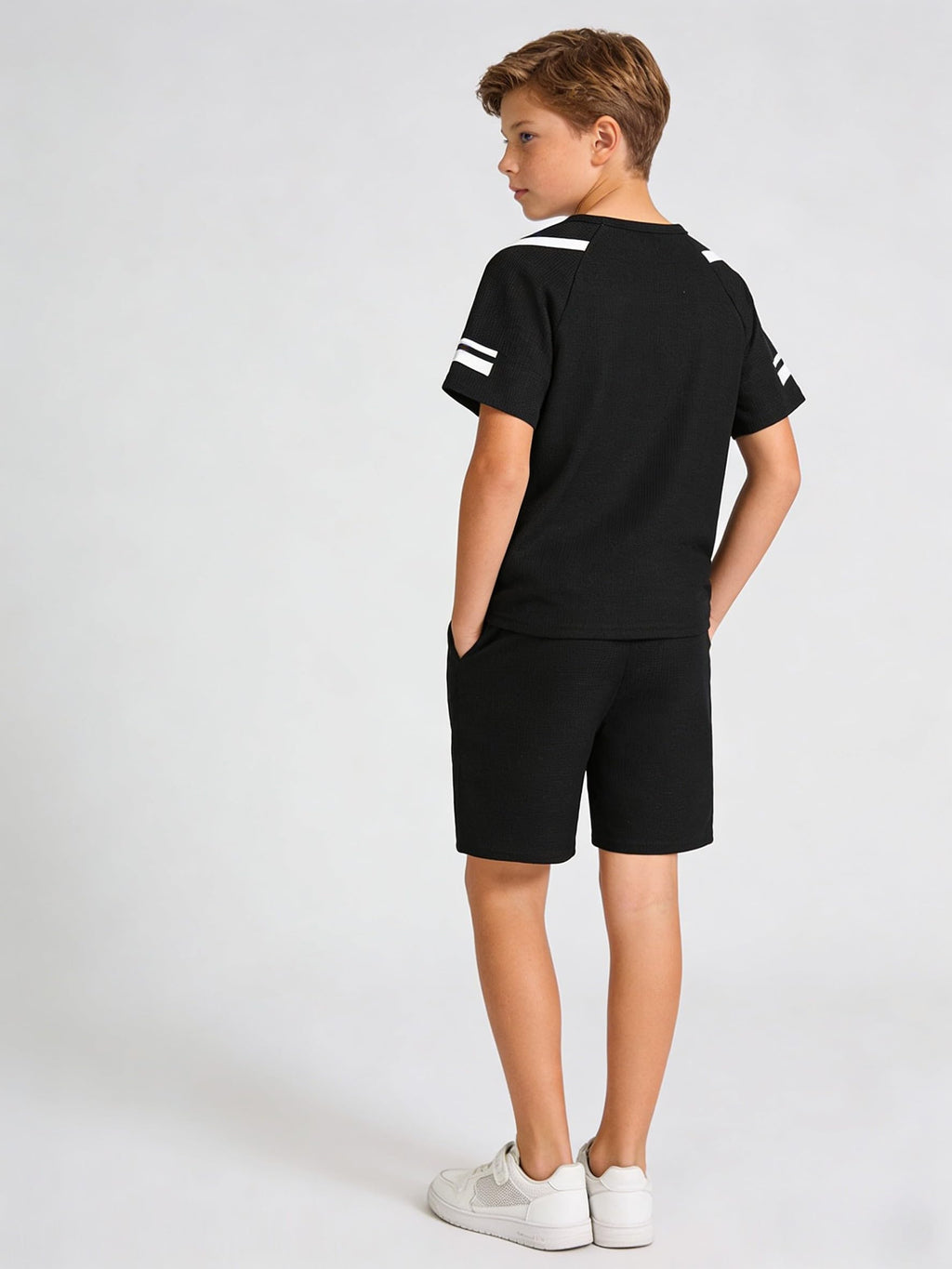 Cakaner Tween Boys Clothes Summer Simple Print T-Shirt And Shorts Set 2 Pieces Teen Trendy Outfits Size 7-14 Year