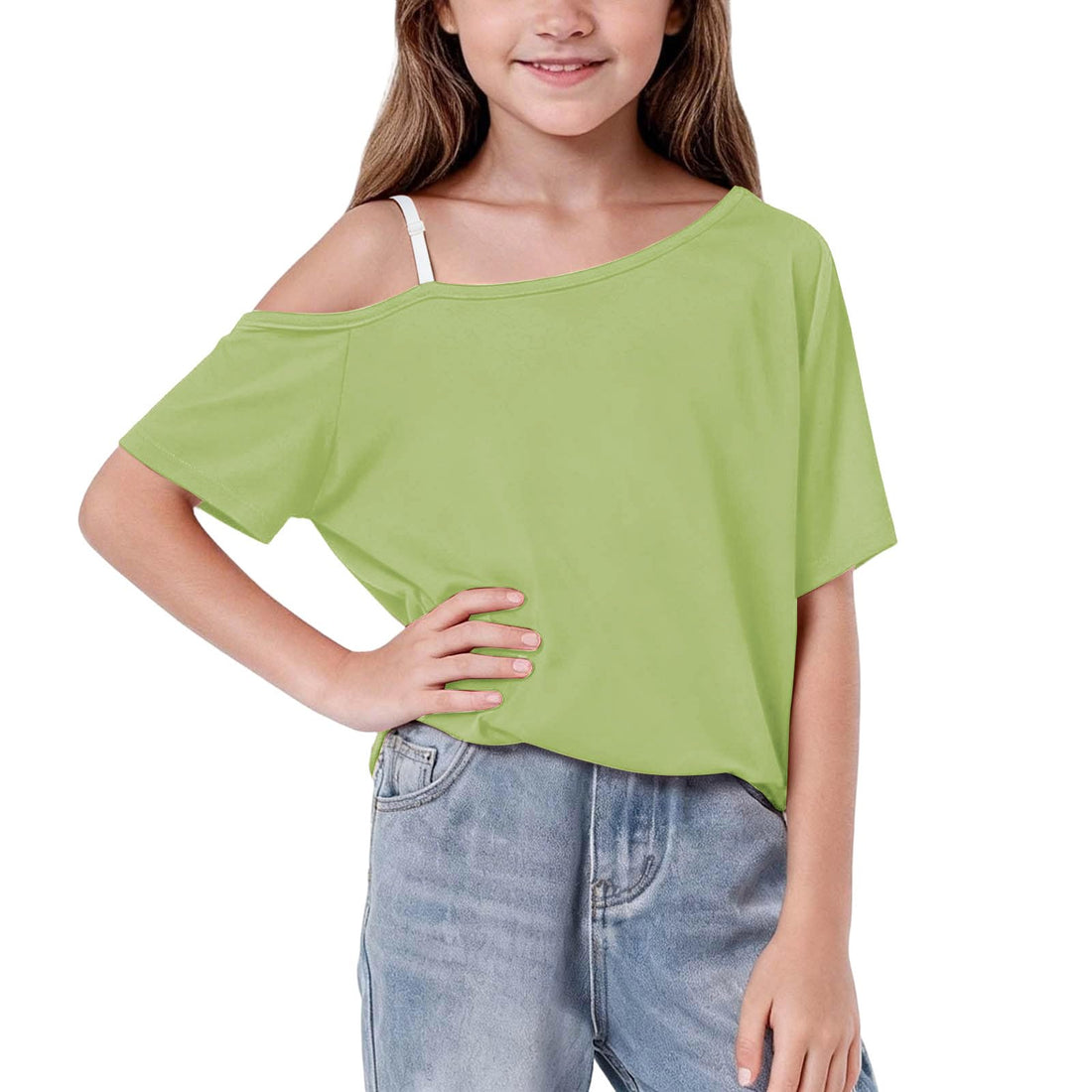 Girls Casual Cold-Shoulder Short Sleeve Summer Top