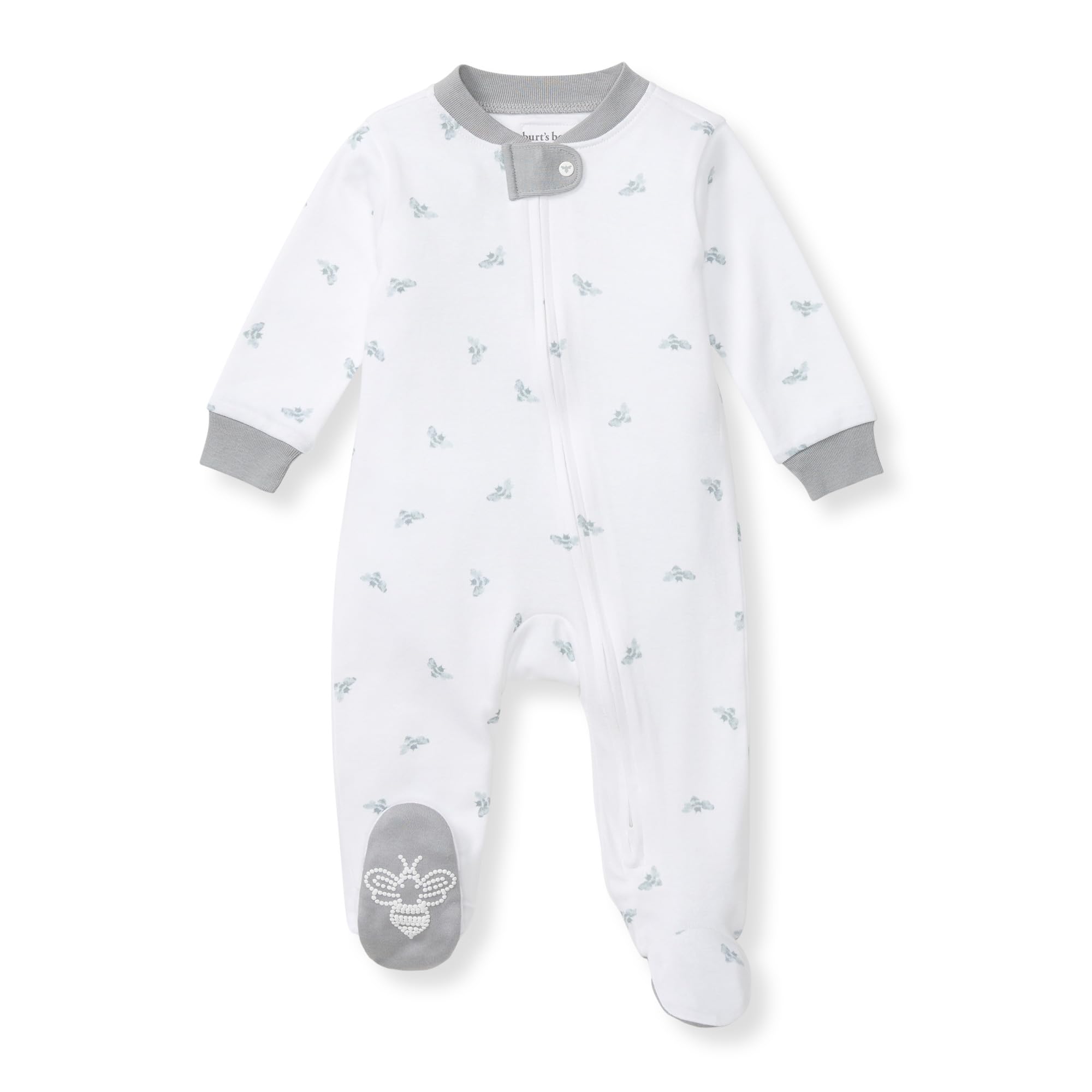 Burt's Bees Baby Boys Sleep and Play Pajamas, 100% Organic Cotton, One-piece PJs, Diagonal Zip Up Loose Fit Footie