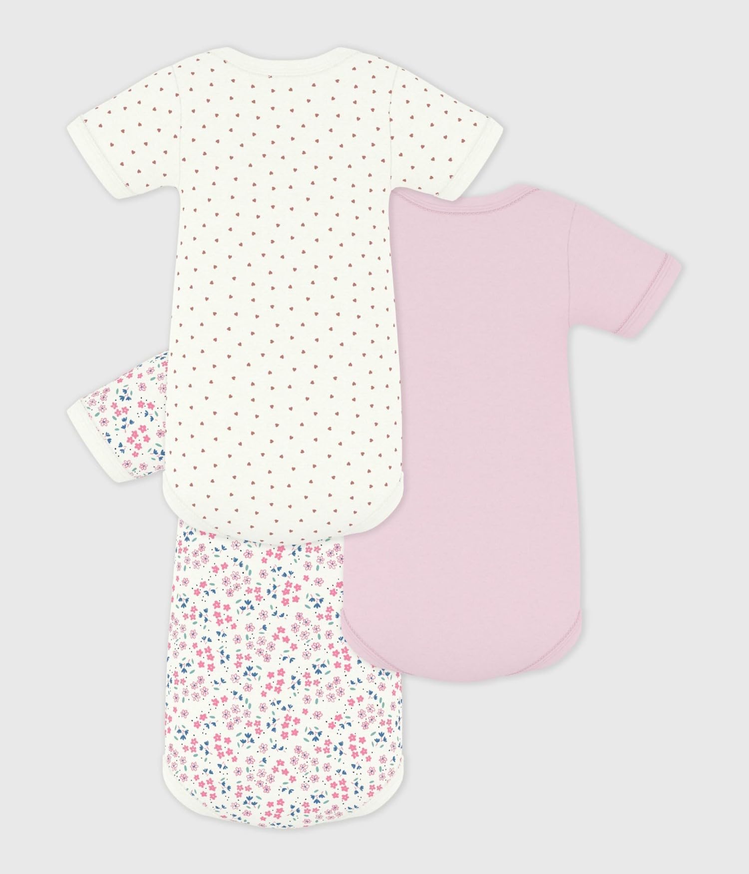 Petit Bateau Pack of GIRLS babies' short-sleeved floral print cotton bodysuits SIZES 3-36 MONTHS