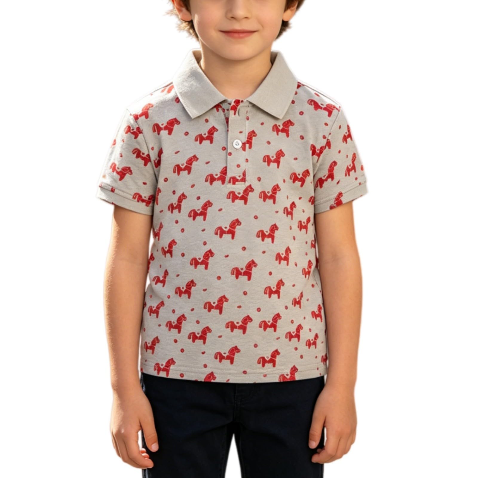 Back to School Polo Shirts for Boys Collared Short Sleeve Button Down Cotton Uniform Tops Daily Casual Outdoor Wear Clothes
