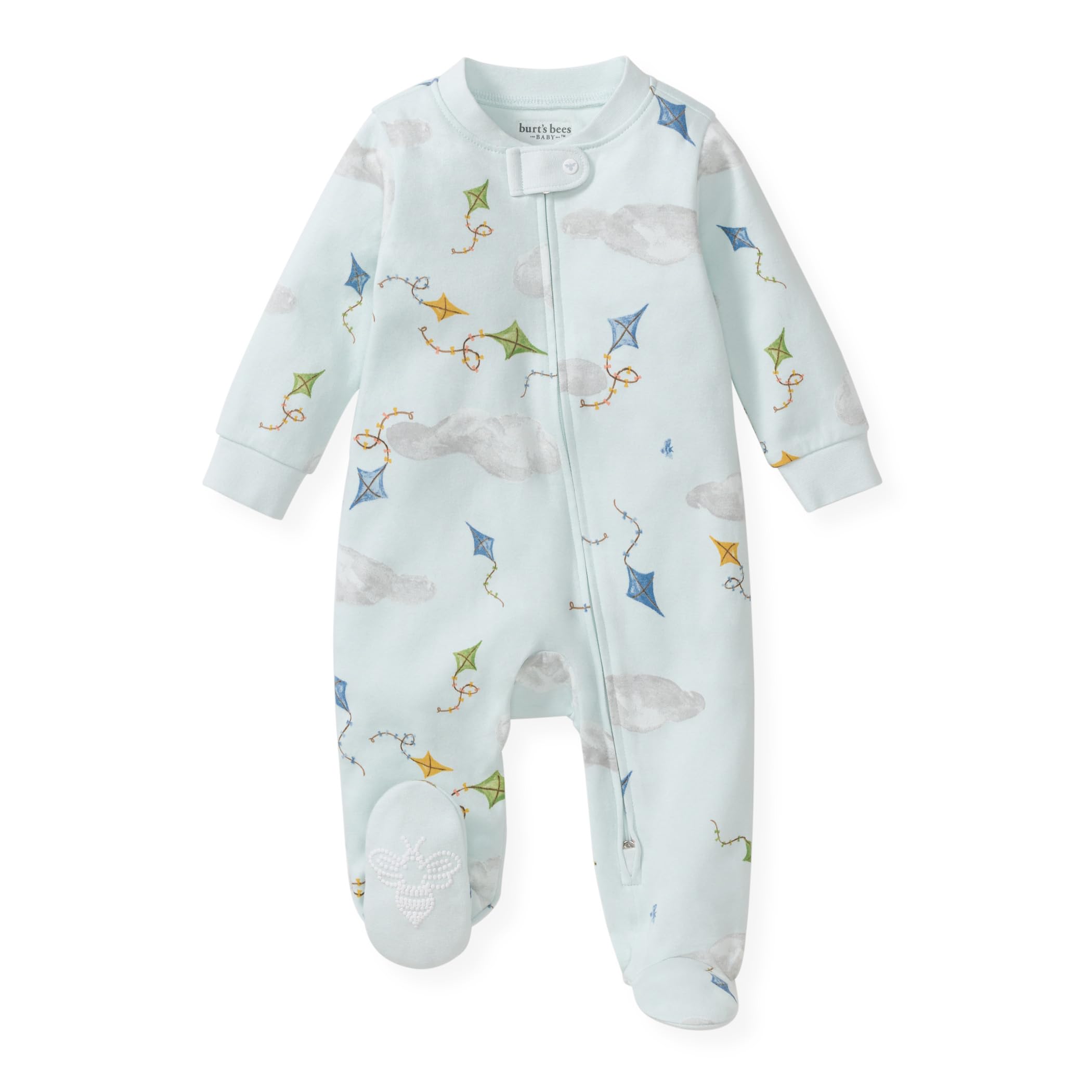Burt's Bees Baby Boys Sleep and Play Pajamas, 100% Organic Cotton, One-piece PJs, Diagonal Zip Up Loose Fit Footie