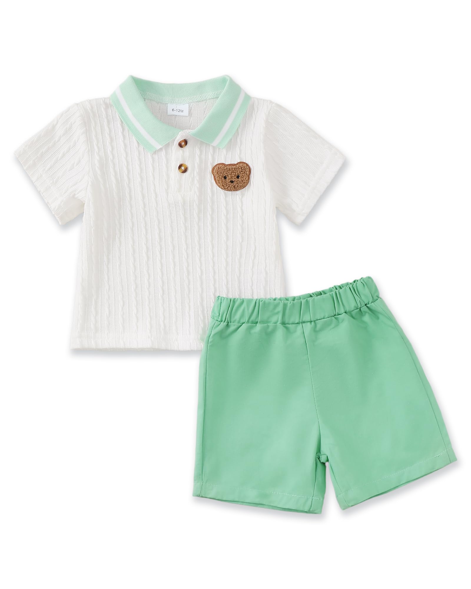 NZRVAWS Toddler Baby Boy Clothes 3 6 9 12 18 Months 2 3T Summer Spring Polo Shirt Shorts Sleeves Set Button Outfits 2 PCS