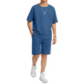 LessonZoo Boy's 2 Piece Outfits Set Summer Comfy Crewneck Oversized Short Sleeve Shirts Shorts Casual Clothing 5-14 Years