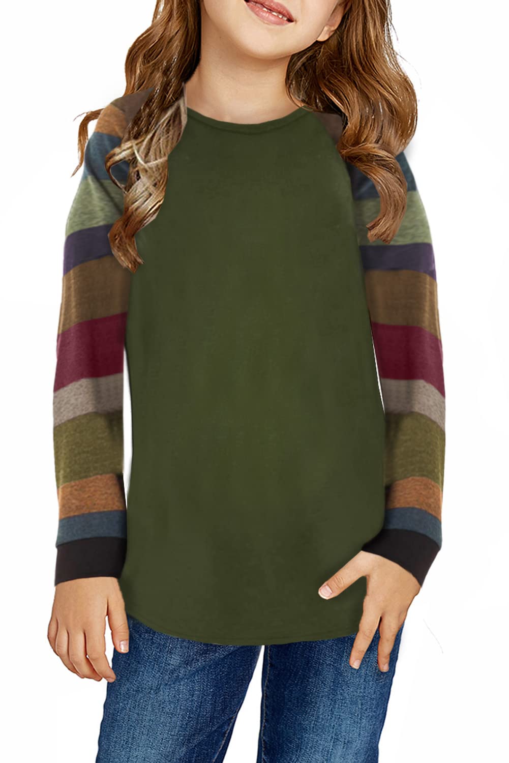 storeofbaby Girls Tops Casual Long Sleeve Shirts Loose Round Neck Tunic Blouse