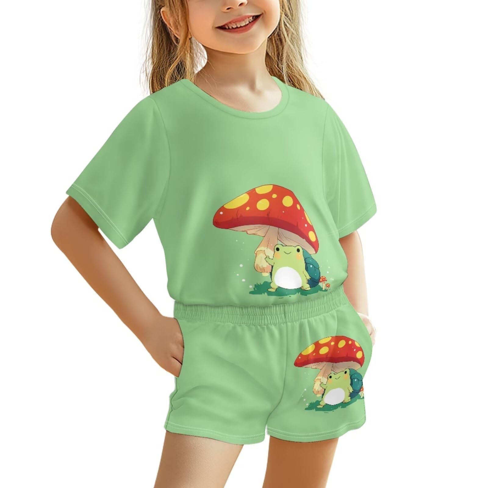 Upetstory Kids Summer Outfit for Girls Boys T-Shirt and Shorts Set Size 3-16
