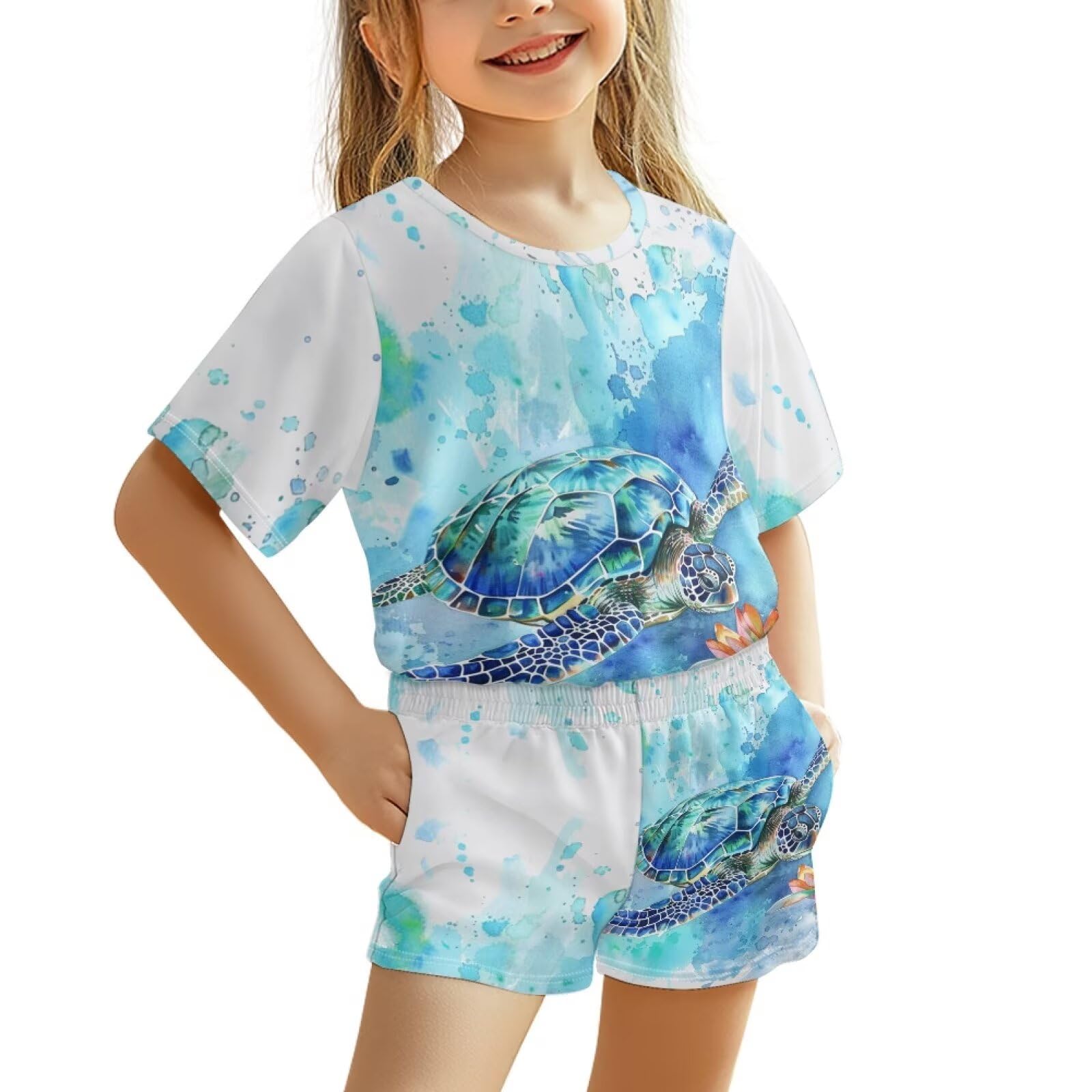 Upetstory Kids Summer Outfit for Girls Boys T-Shirt and Shorts Set Size 3-16