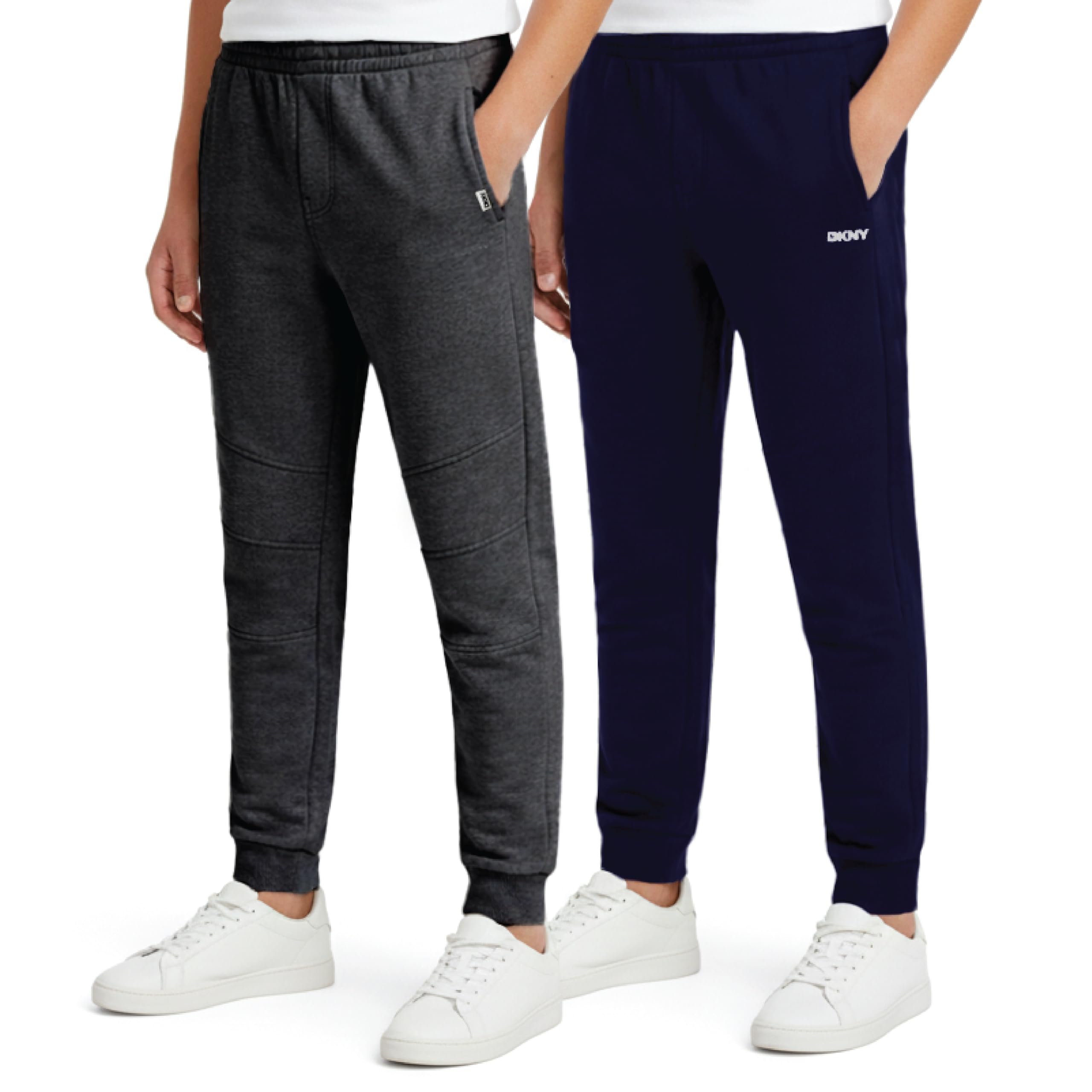 DKNY Boys Sweatpants - 2 Pack Active Performance Soft Fleece Boys Joggers Athletic Pants with Elastic Waistband and Pockets