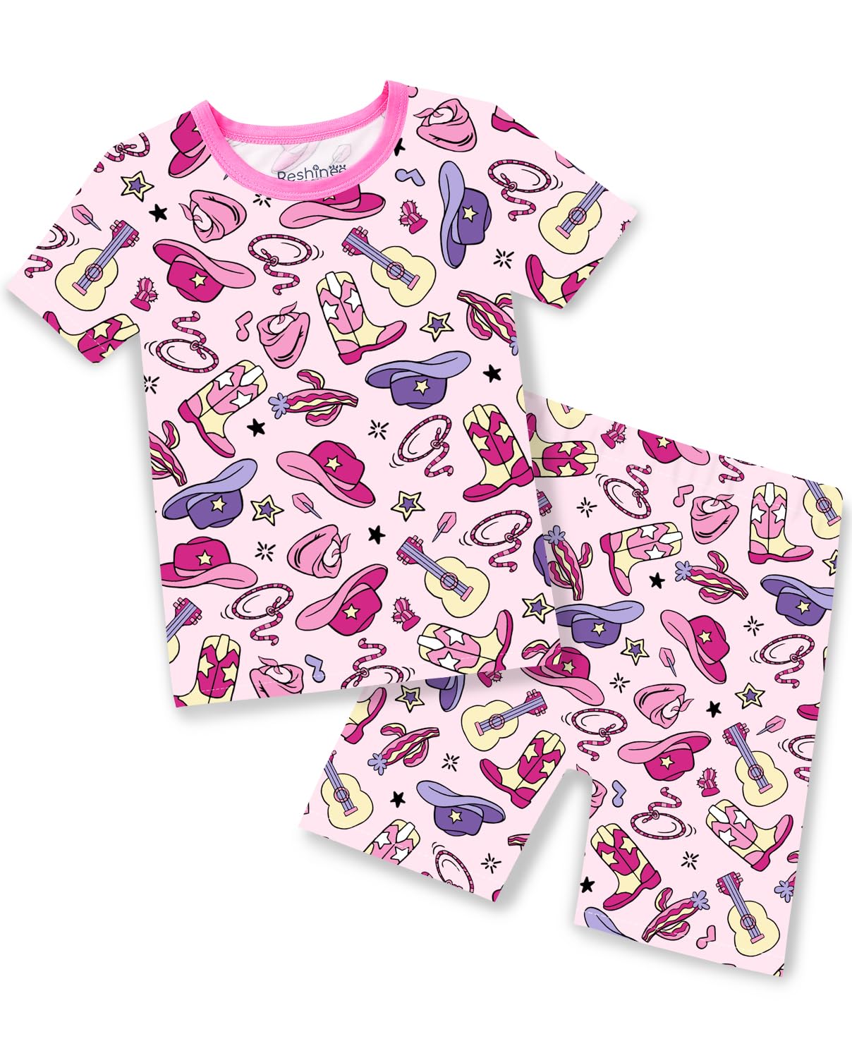 babee Reshinee Bamboo Viscose Toddler Unicorn Mermaid Girls Kids Pajamas Short Sleeve Summer Cool Snug fit Pjs 12M-8Y 2pcs