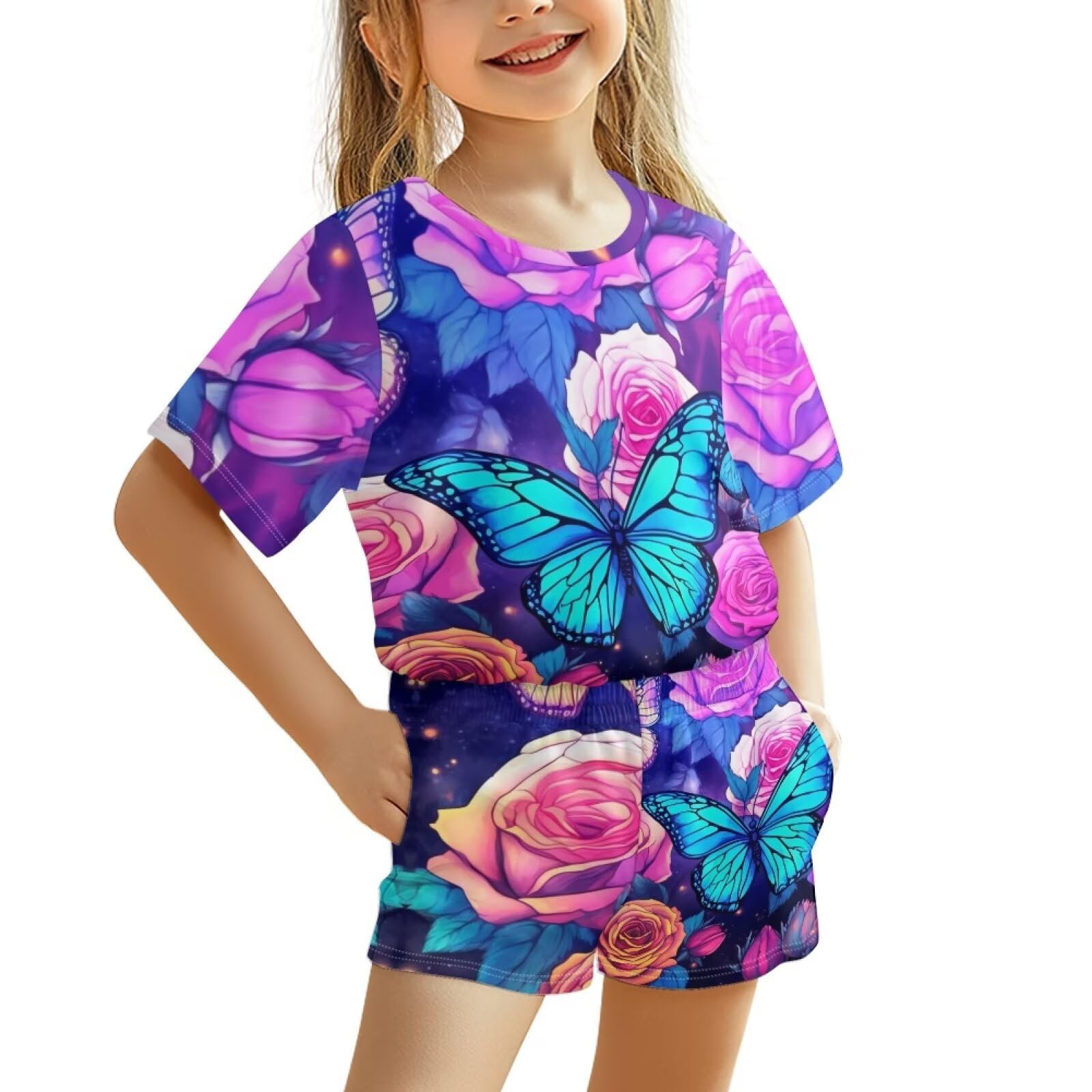 Upetstory Kids Summer Outfit for Girls Boys T-Shirt and Shorts Set Size 3-16