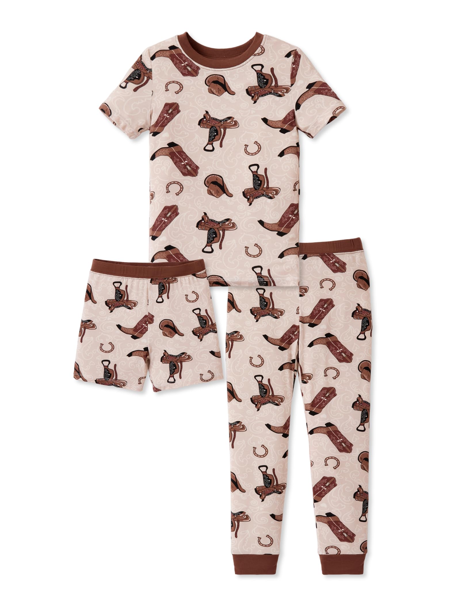 PATPAT Bamboo Viscose Pajamas Sets for Boys Girls Kids Toddler, 3 Pack Shorts & Pants Sleepers, Ultra-soft Snug Fit Pjs 2-12Y
