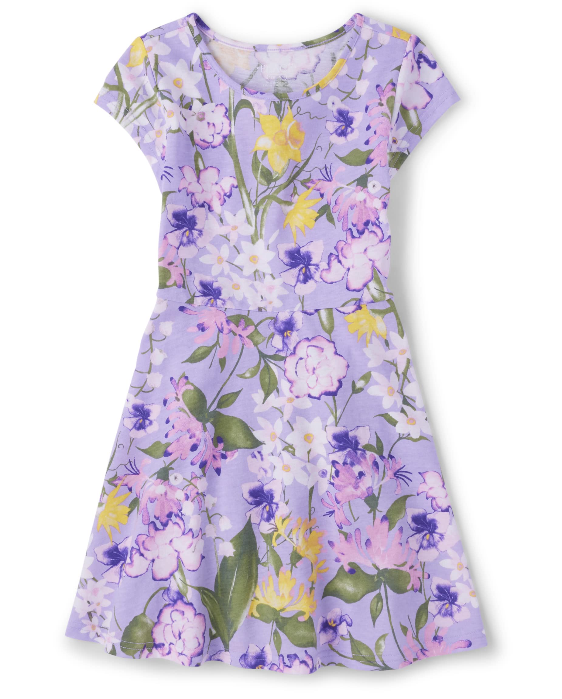 The Children's Place Girls' Plaid Stretch Jacquard Short Sleeve Dress