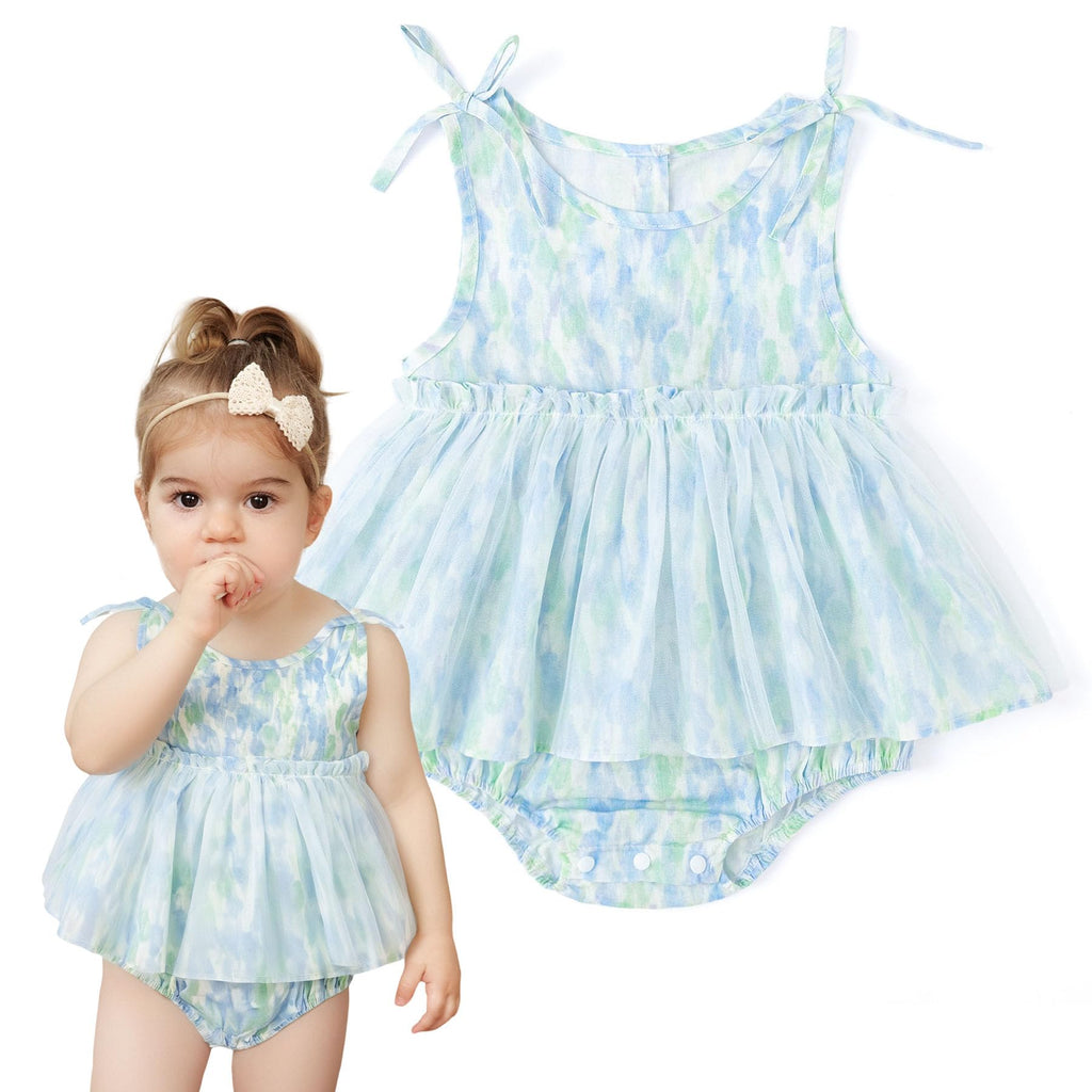 Simplee kids Baby Girls Summer Romper Onesie Infant Newborn Floral Ruffled Sleeveless Bodysuit
