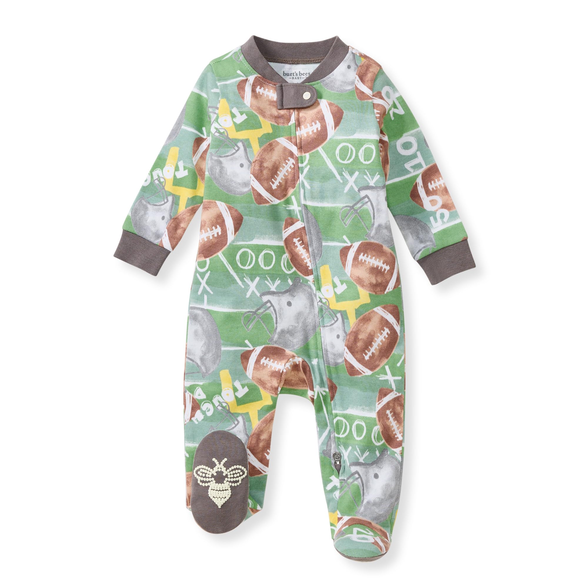 Burt's Bees Baby Boys Sleep and Play Pajamas, 100% Organic Cotton, One-piece PJs, Diagonal Zip Up Loose Fit Footie