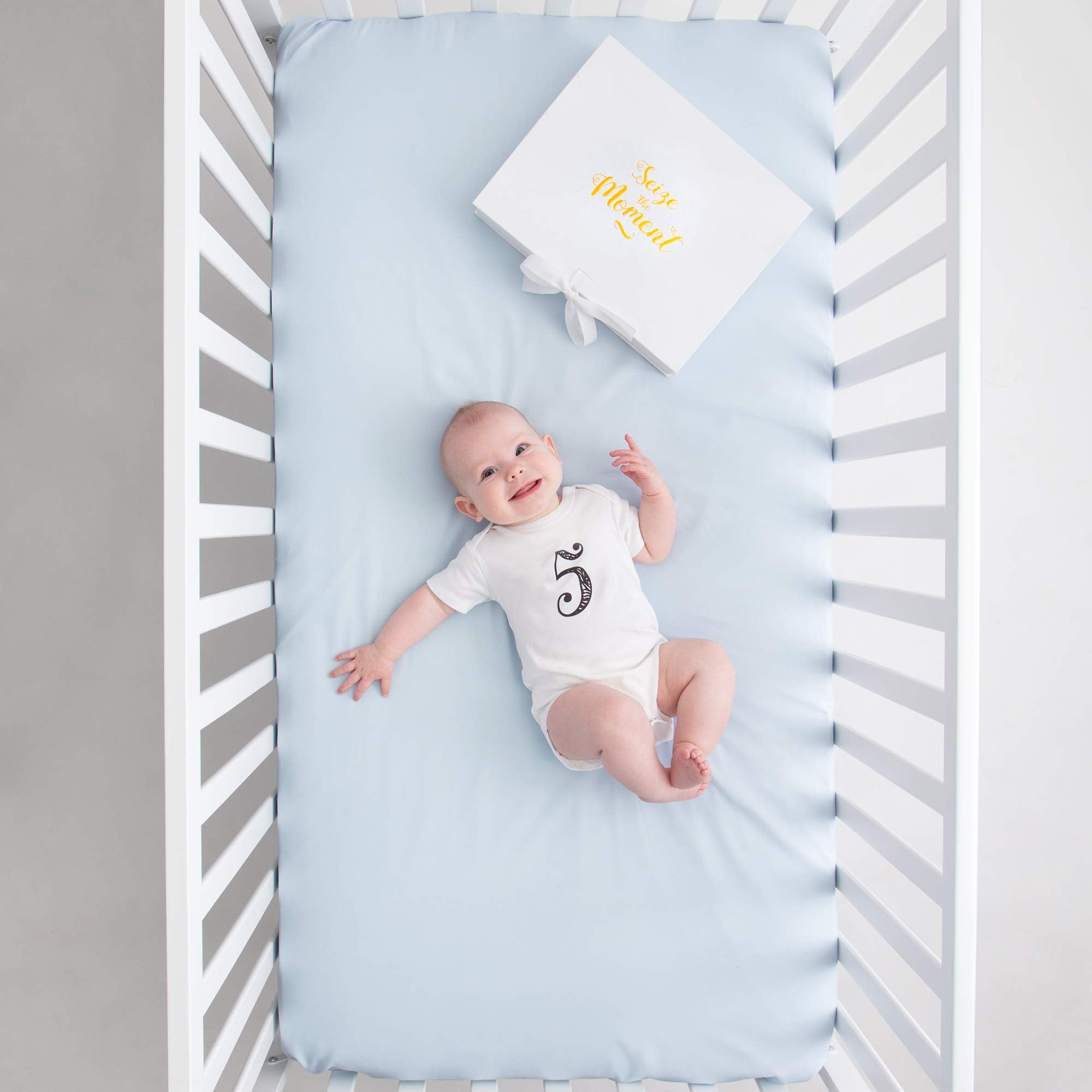 JumpOff Jo - Seize The Moment Baby Milestone Onesies, 1 Through 12 Bodysuit Set With Numbers, Newborn Essentials