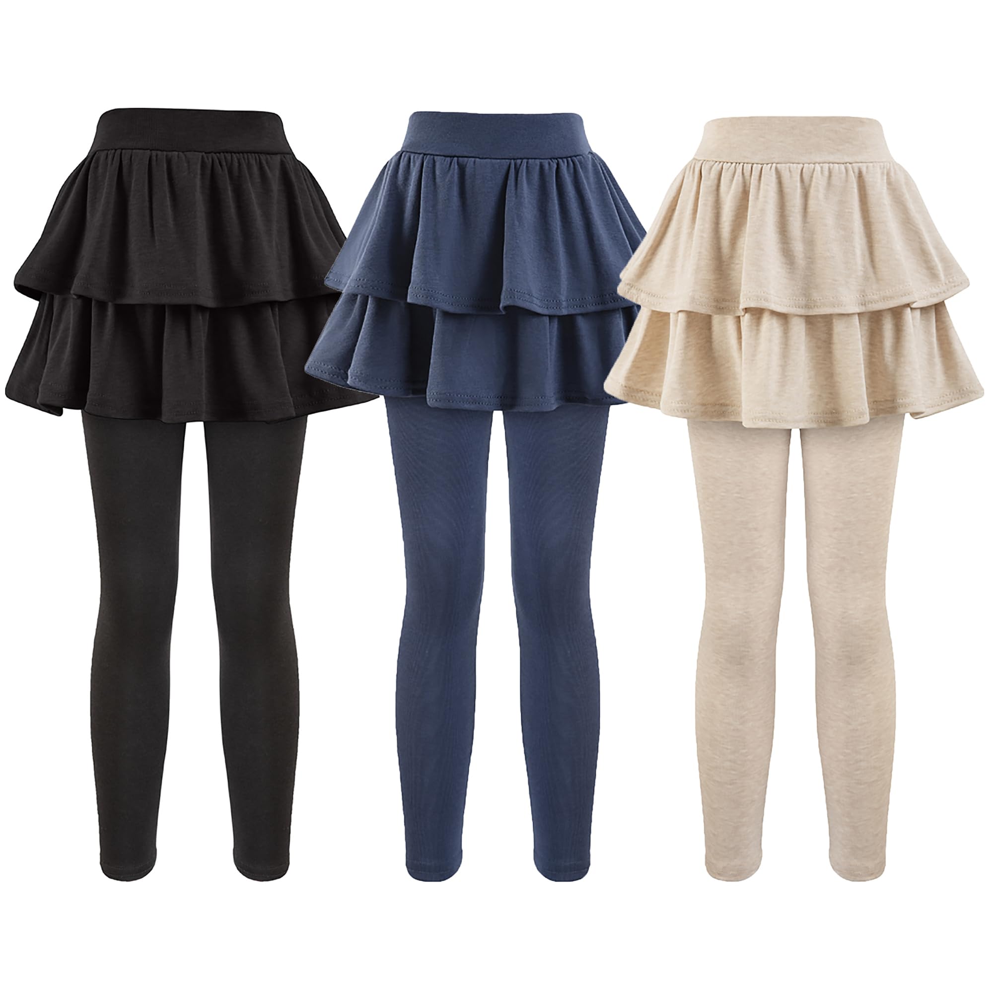 GUOGUOWU Girls School Uniform Pants Leggings with Skirts Stretch Warm Jegging 4-12 Years