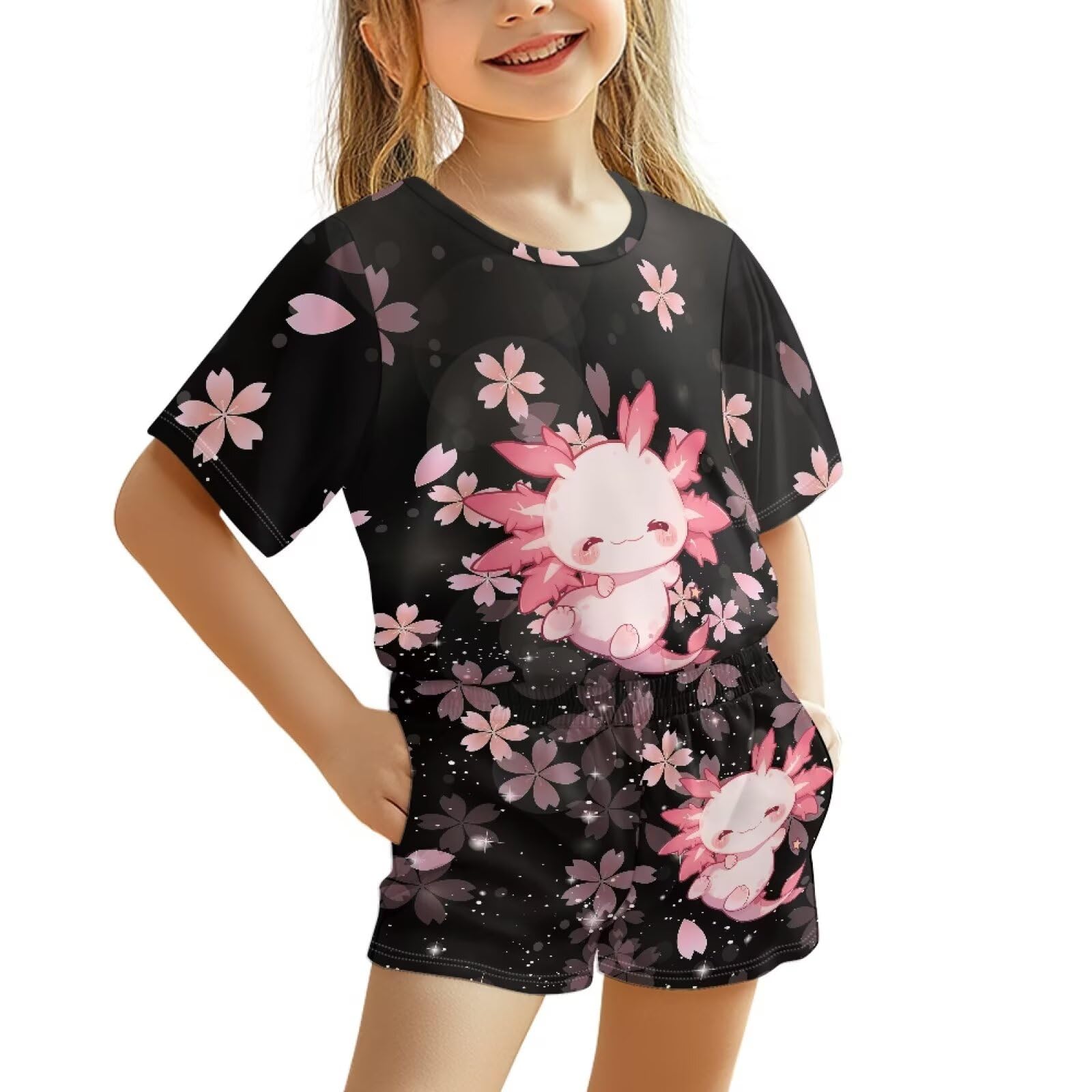 Upetstory Kids Summer Outfit for Girls Boys T-Shirt and Shorts Set Size 3-16