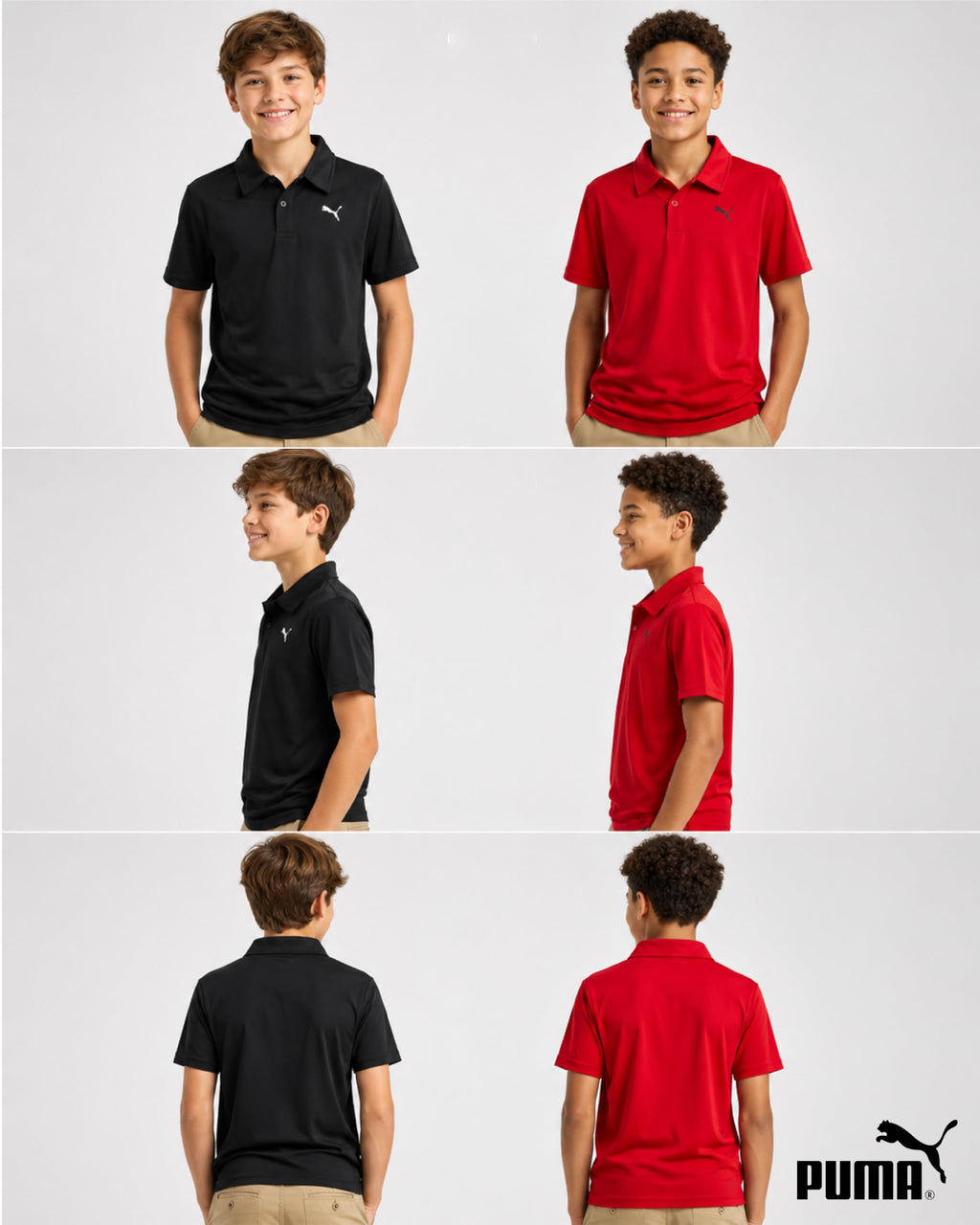 PUMA Boys Polo Shirt - 2 Pack Athletic Performance Short Sleeve Boys Golf Shirts - Cool Casual Collared Shirts
