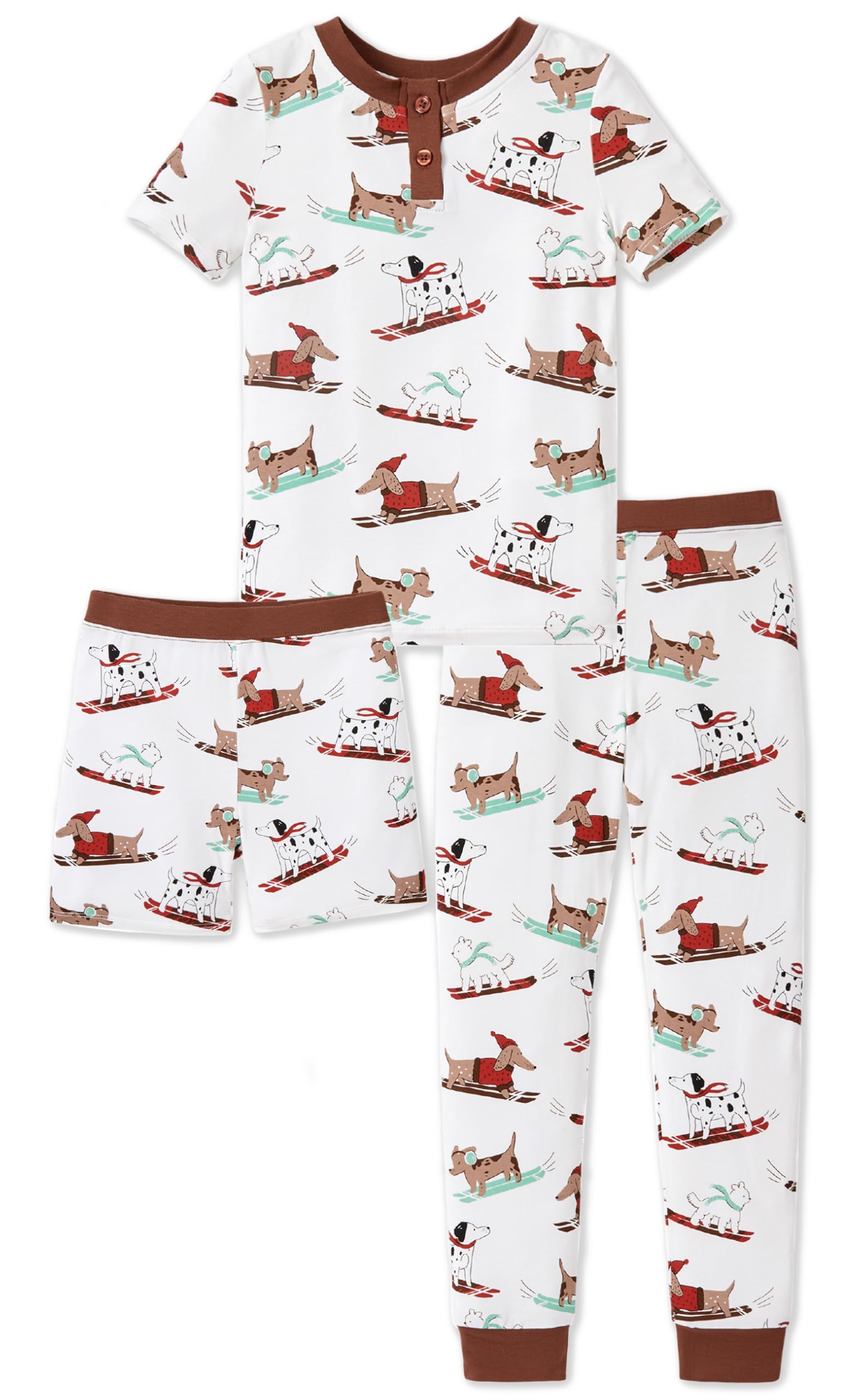 PATPAT Bamboo Viscose Pajamas Sets for Boys Girls Kids Toddler, 3 Pack Shorts & Pants Sleepers, Ultra-soft Snug Fit Pjs 2-12Y