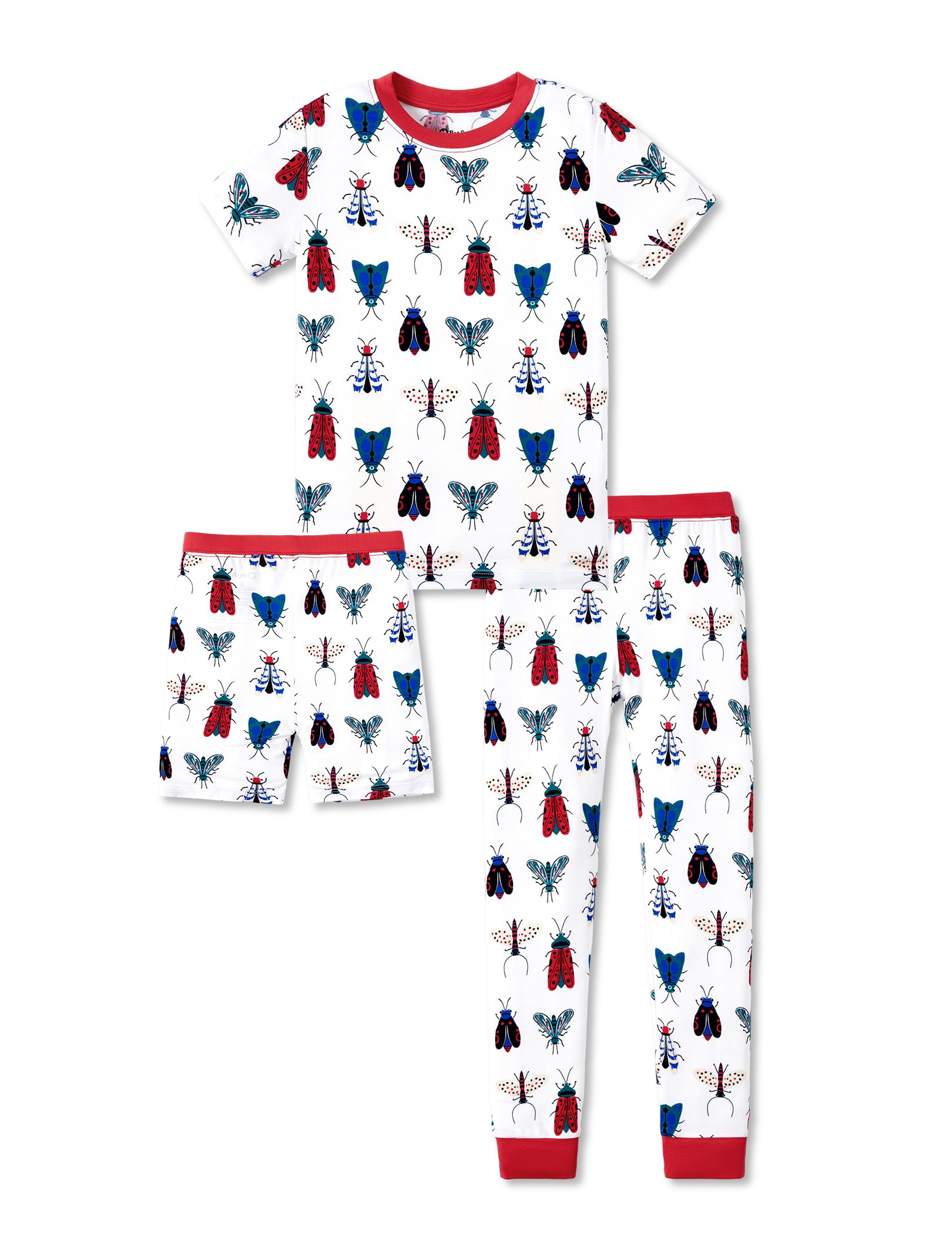PATPAT Bamboo Viscose Pajamas Sets for Boys Girls Kids Toddler, 3 Pack Shorts & Pants Sleepers, Ultra-soft Snug Fit Pjs 2-12Y