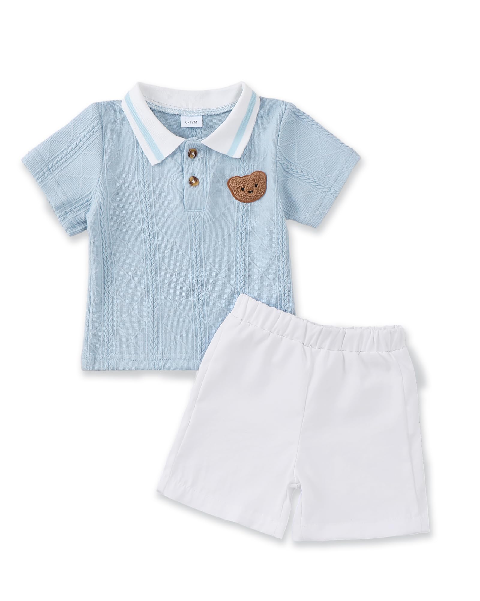 NZRVAWS Toddler Baby Boy Clothes 3 6 9 12 18 Months 2 3T Summer Spring Polo Shirt Shorts Sleeves Set Button Outfits 2 PCS