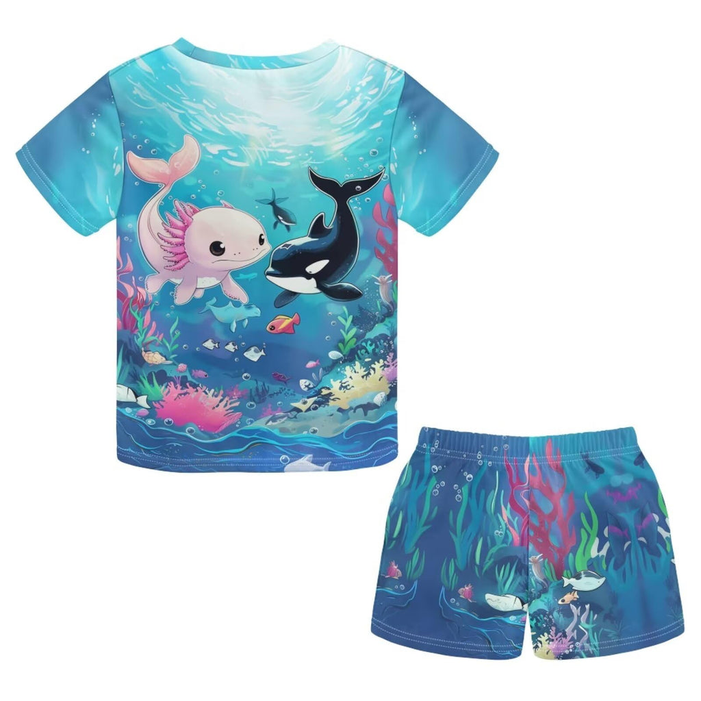 Upetstory Kids Summer Outfit for Girls Boys T-Shirt and Shorts Set Size 3-16