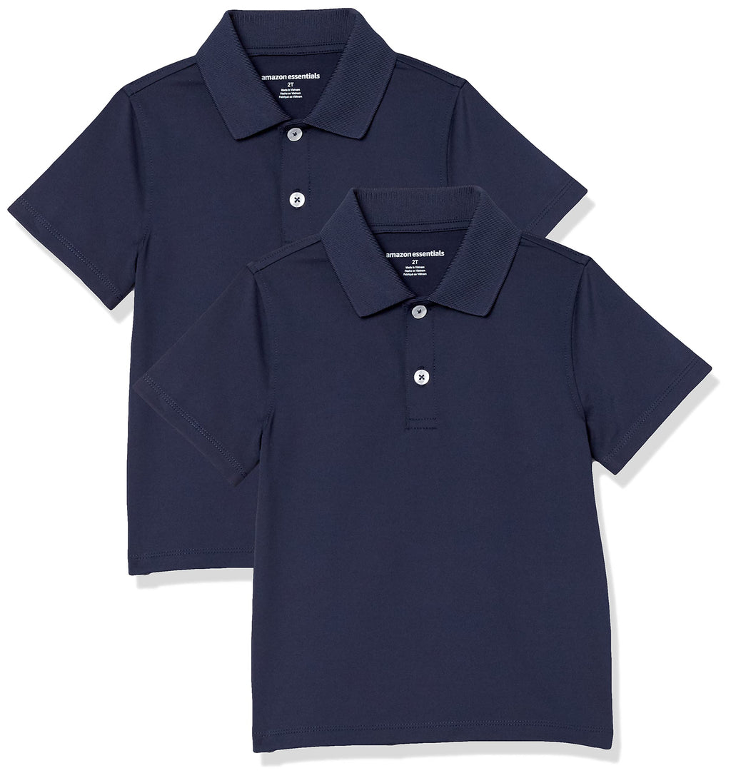 Amazon Essentials Boys and Toddlers' Short-Sleeve Active Performance Polo Shirts for School Uniform, Pack of 2
