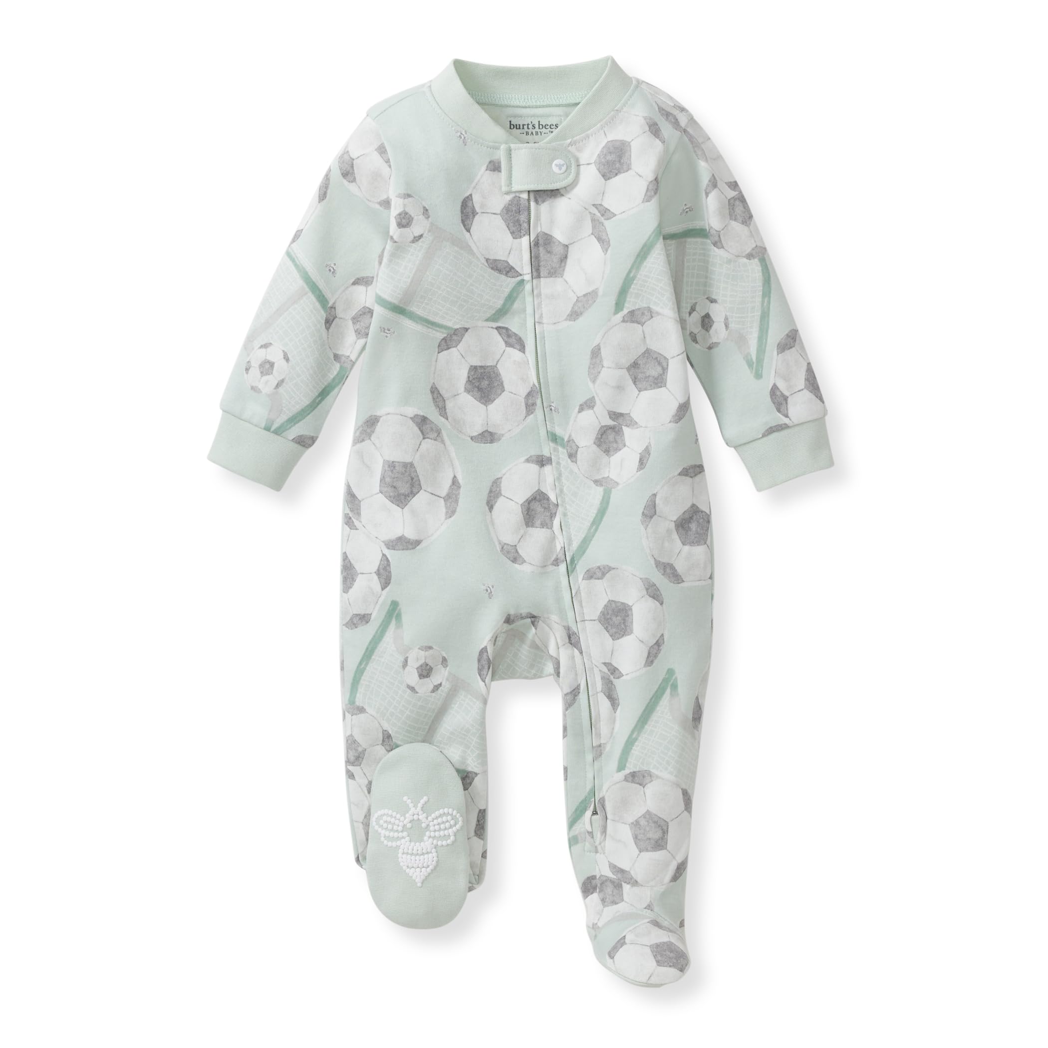 Burt's Bees Baby Boys Sleep and Play Pajamas, 100% Organic Cotton, One-piece PJs, Diagonal Zip Up Loose Fit Footie