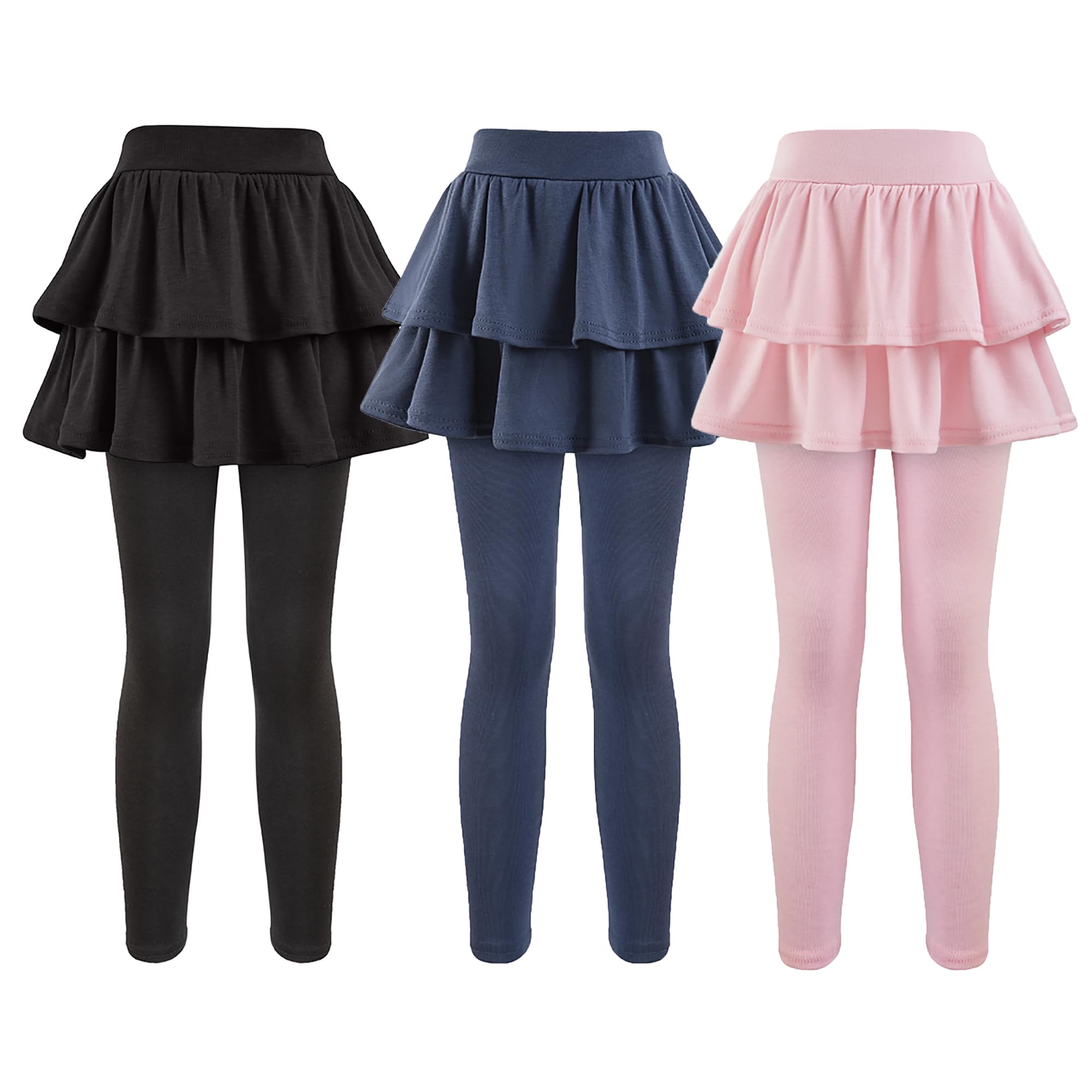 GUOGUOWU Girls School Uniform Pants Leggings with Skirts Stretch Warm Jegging 4-12 Years